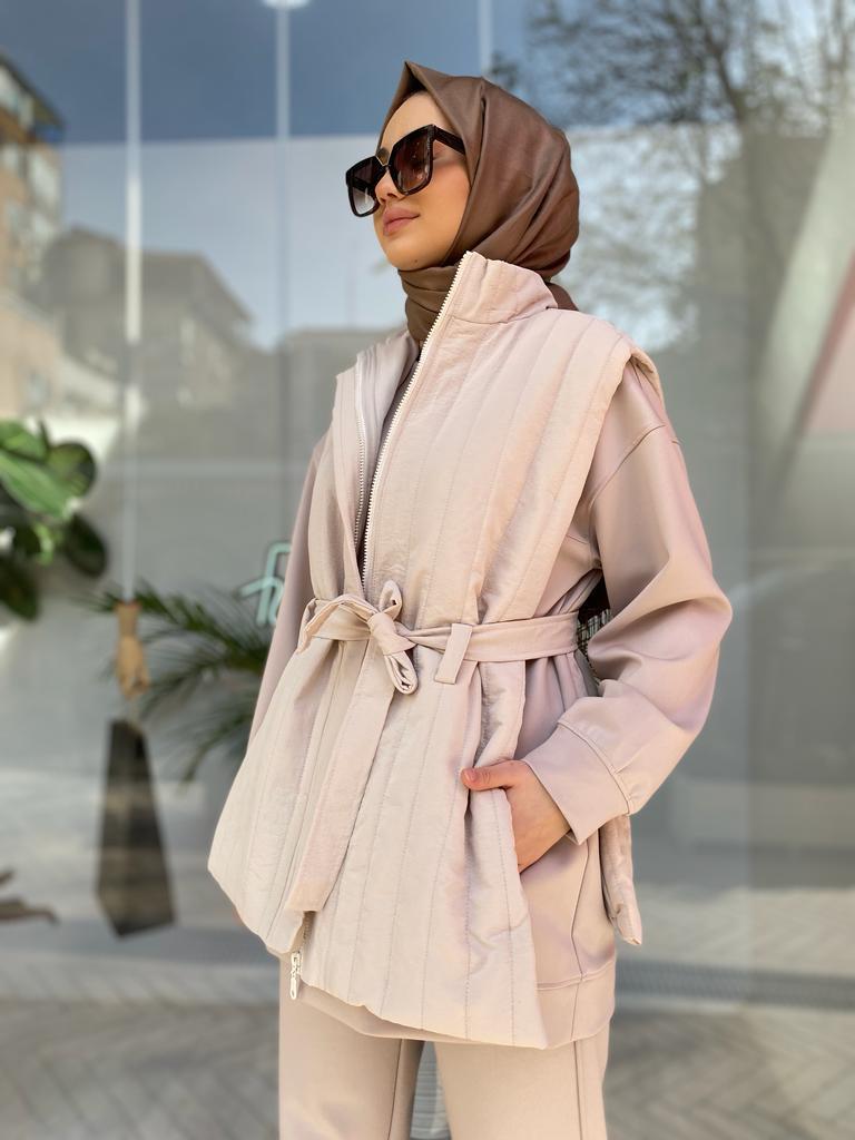 QOOQ Beyb Yelek Bej 24fw621