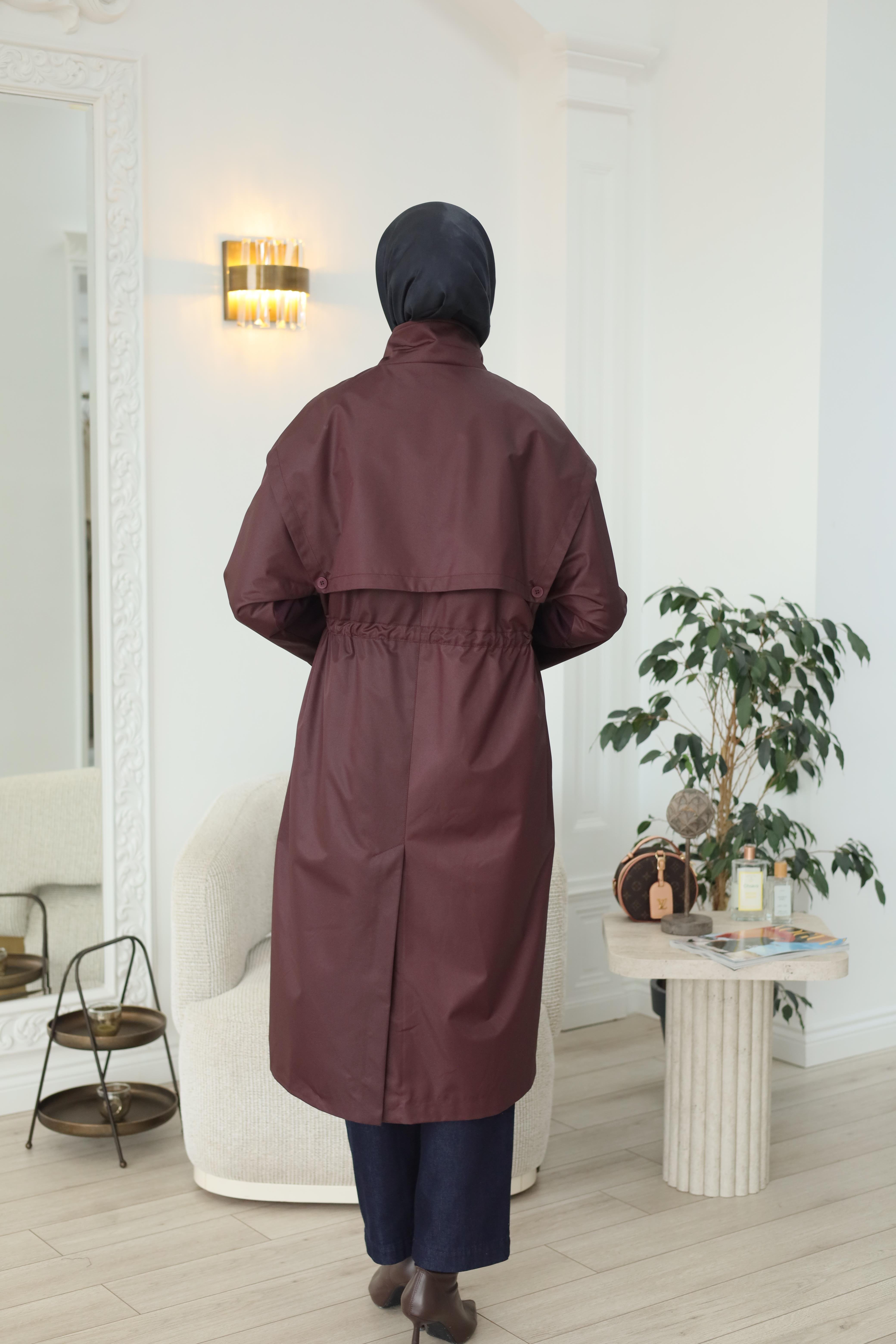 QOOQ Bordo Yağmurluk 26fw606