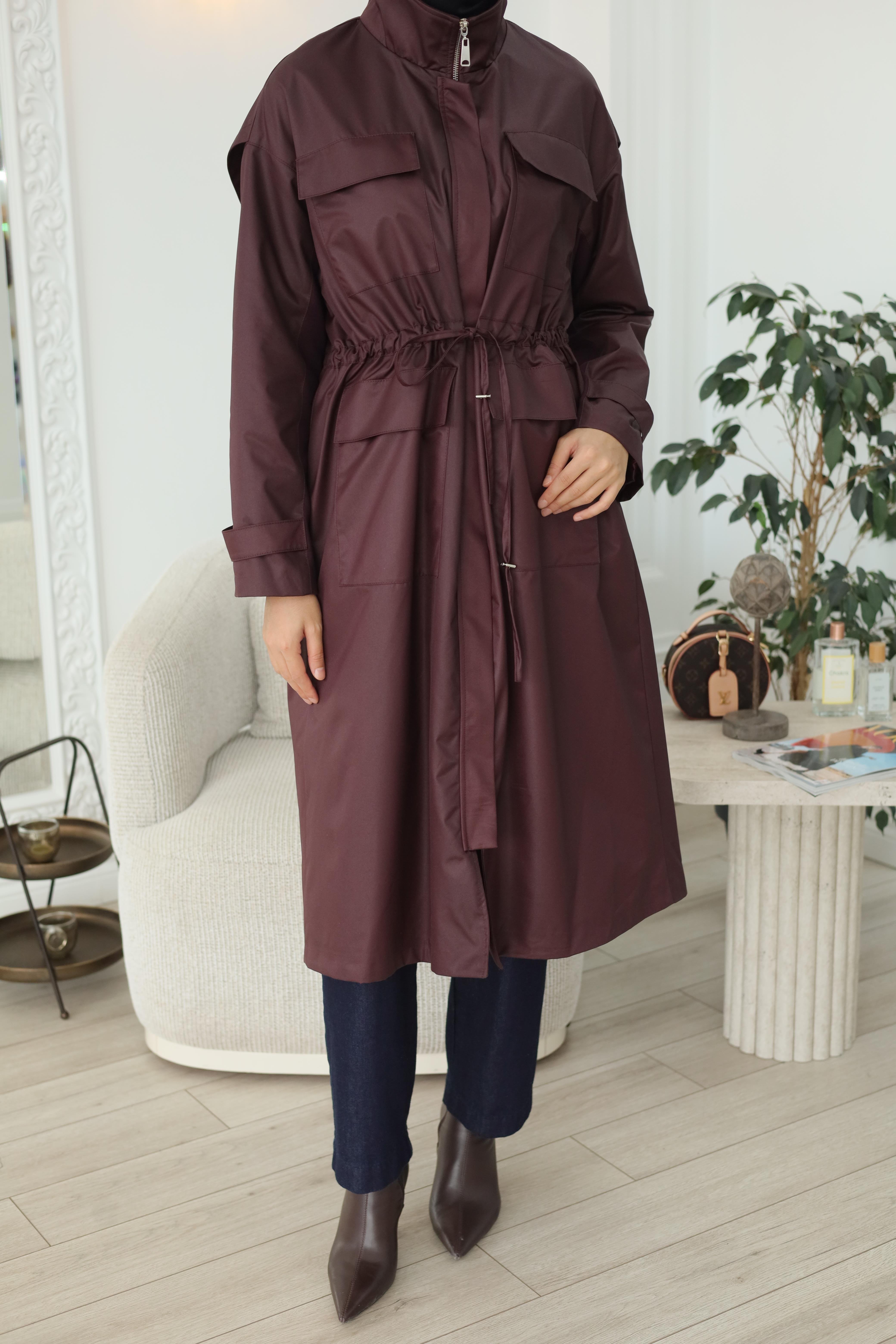 QOOQ Bordo Yağmurluk 26fw606