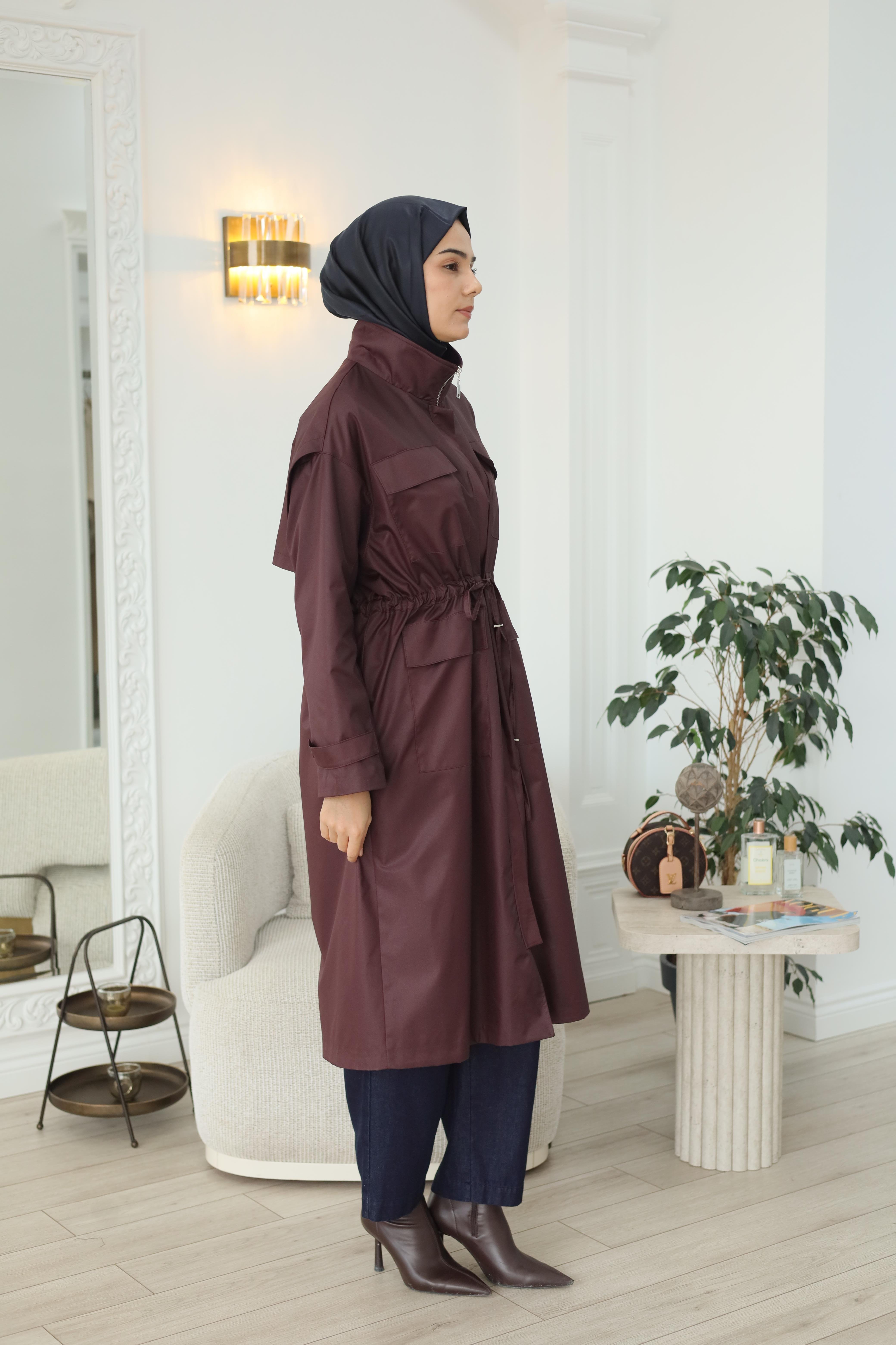 QOOQ Bordo Yağmurluk 26fw606