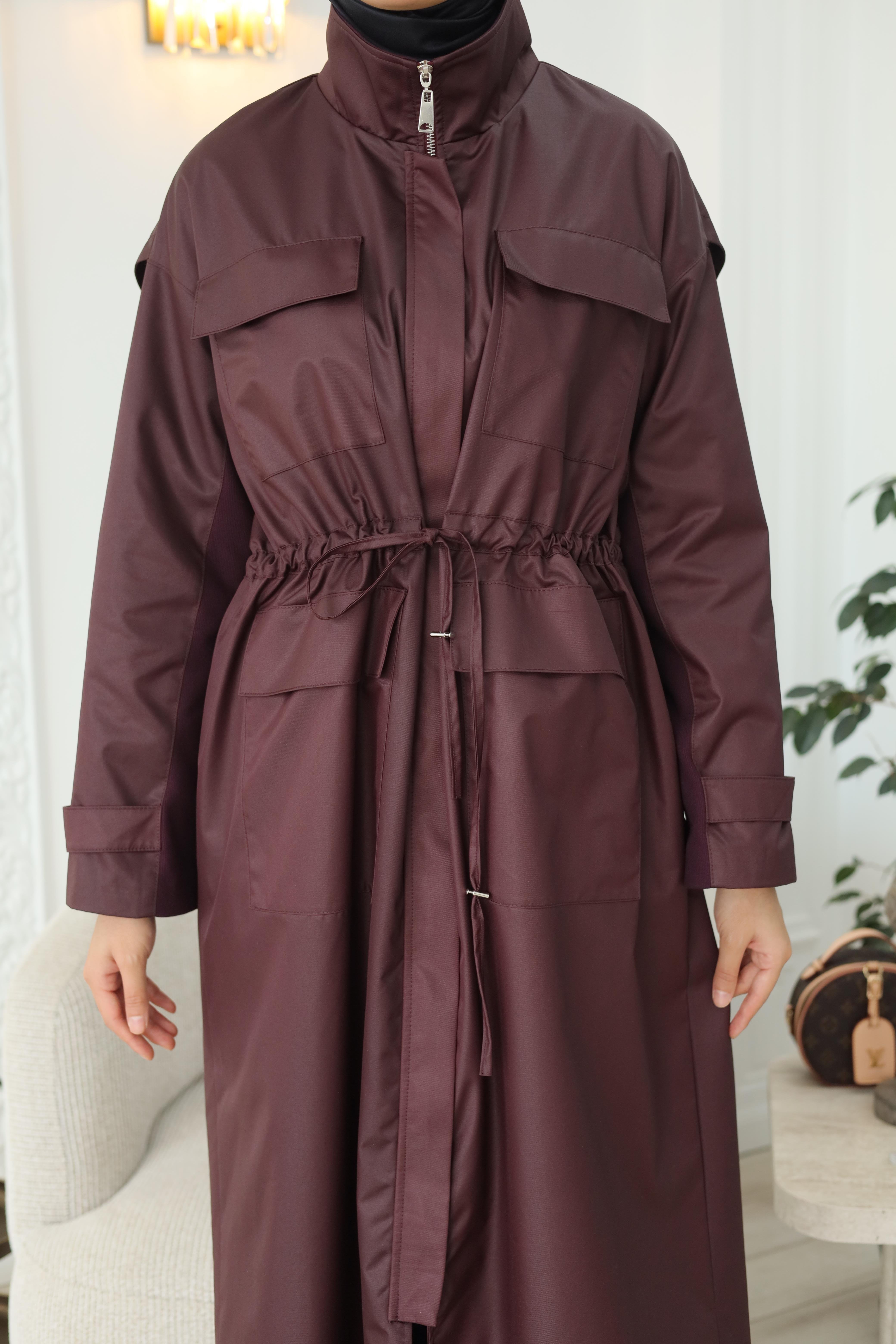 QOOQ Bordo Yağmurluk 26fw606