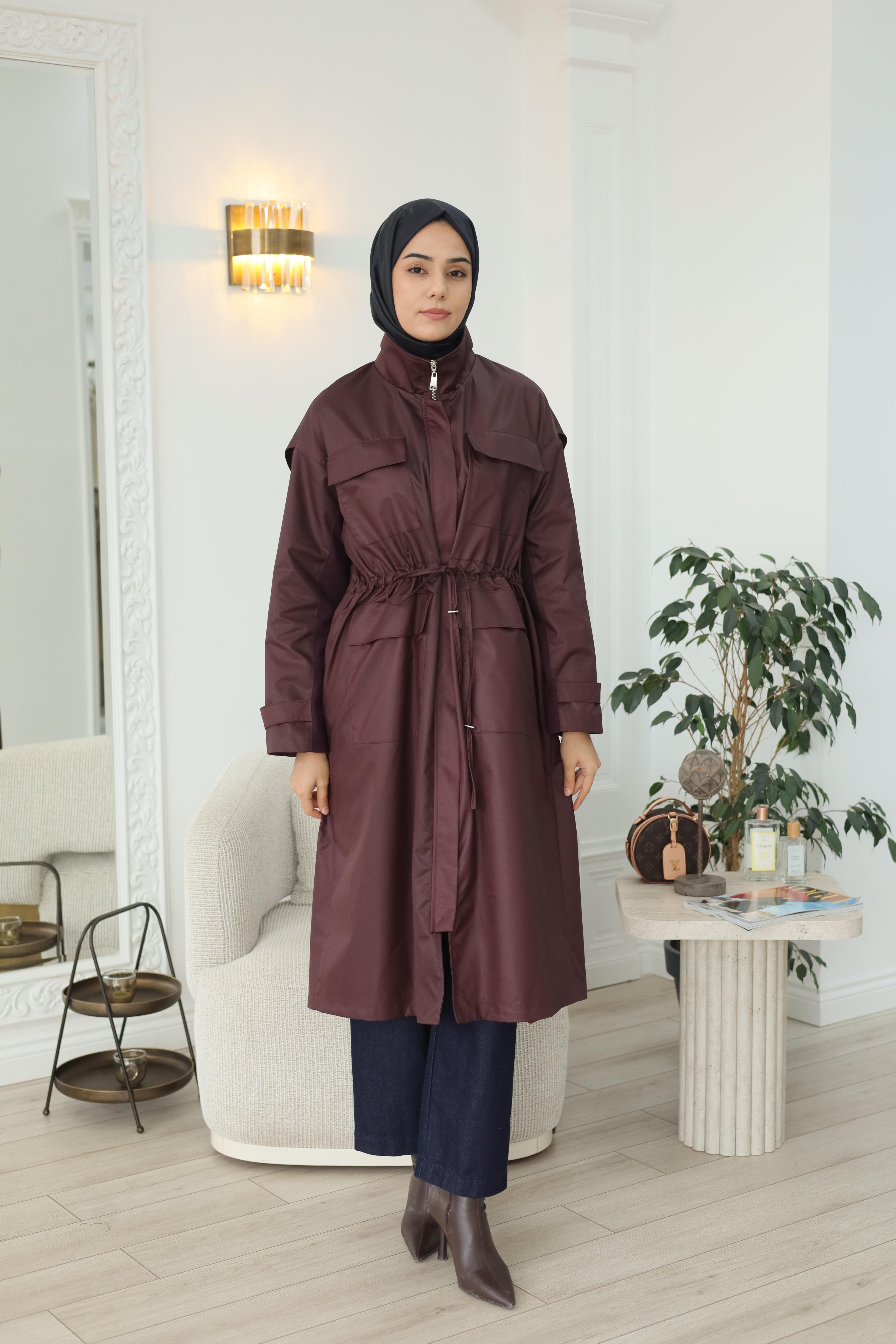 QOOQ Bordo Yağmurluk 26fw606