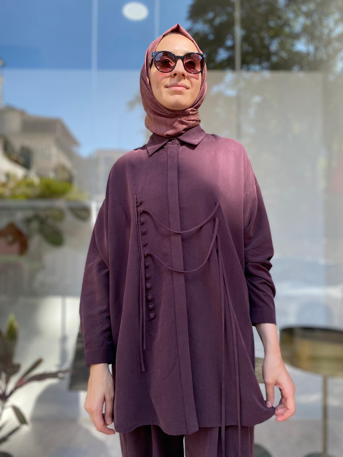 QOOQ Brit Gömlek Mürdüm 24FW202