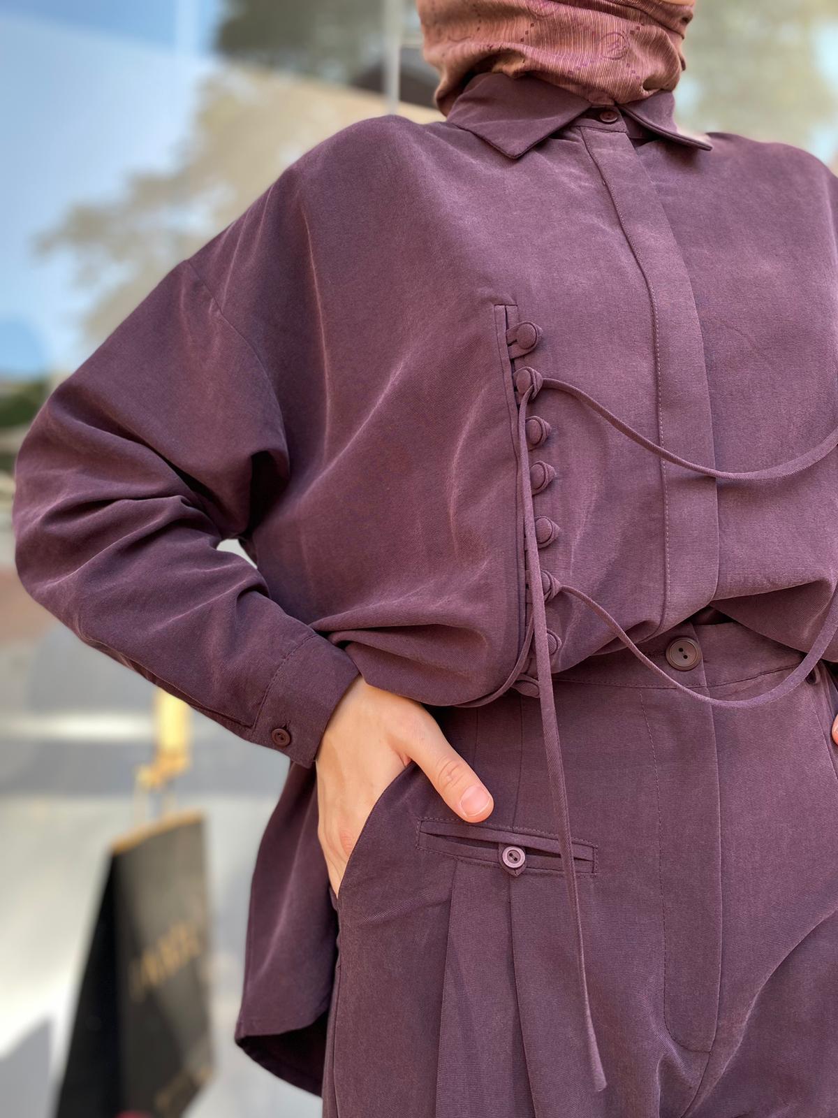 QOOQ Brit Gömlek Mürdüm 24FW202