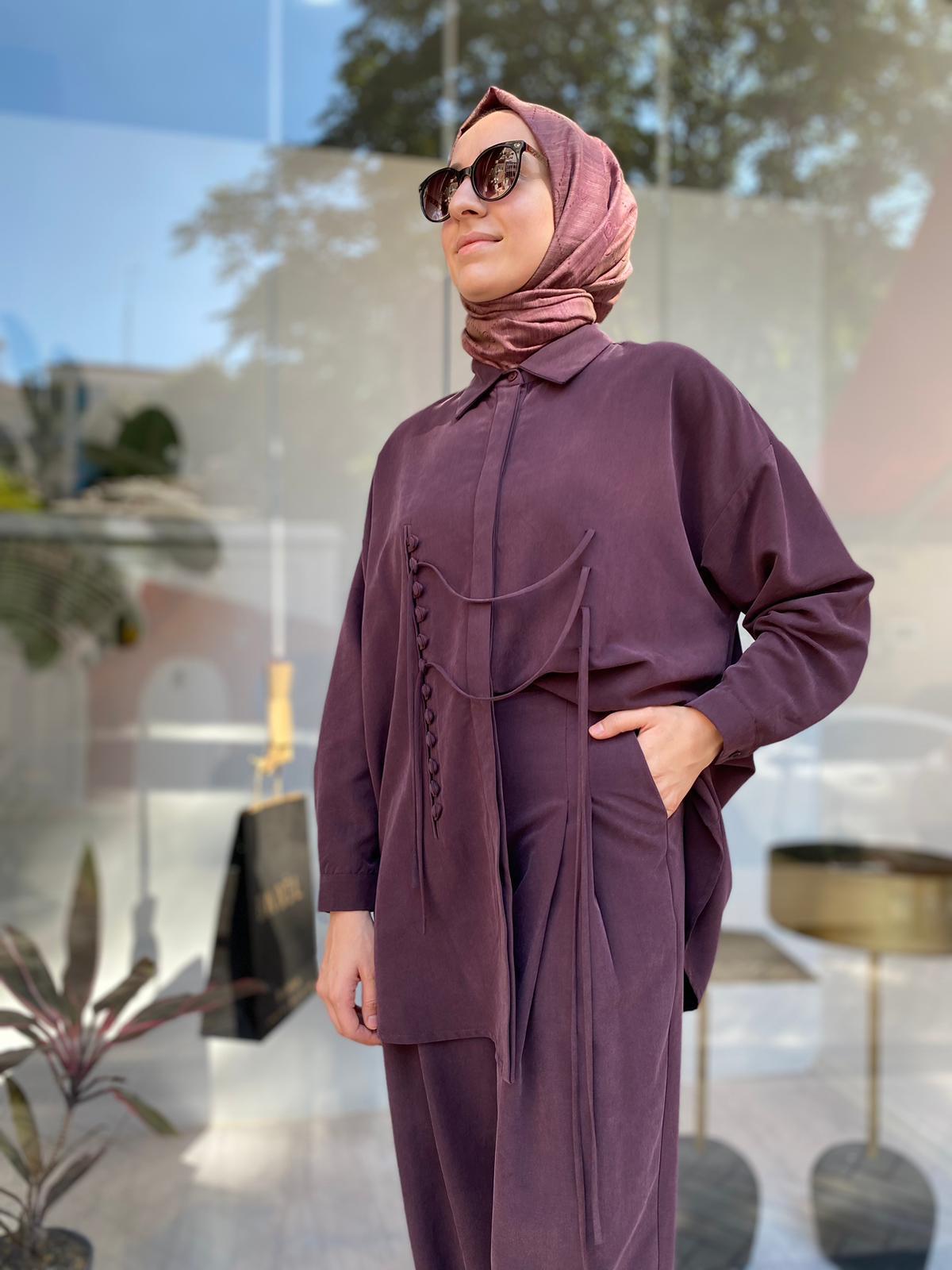 QOOQ Brit Gömlek Mürdüm 24FW202