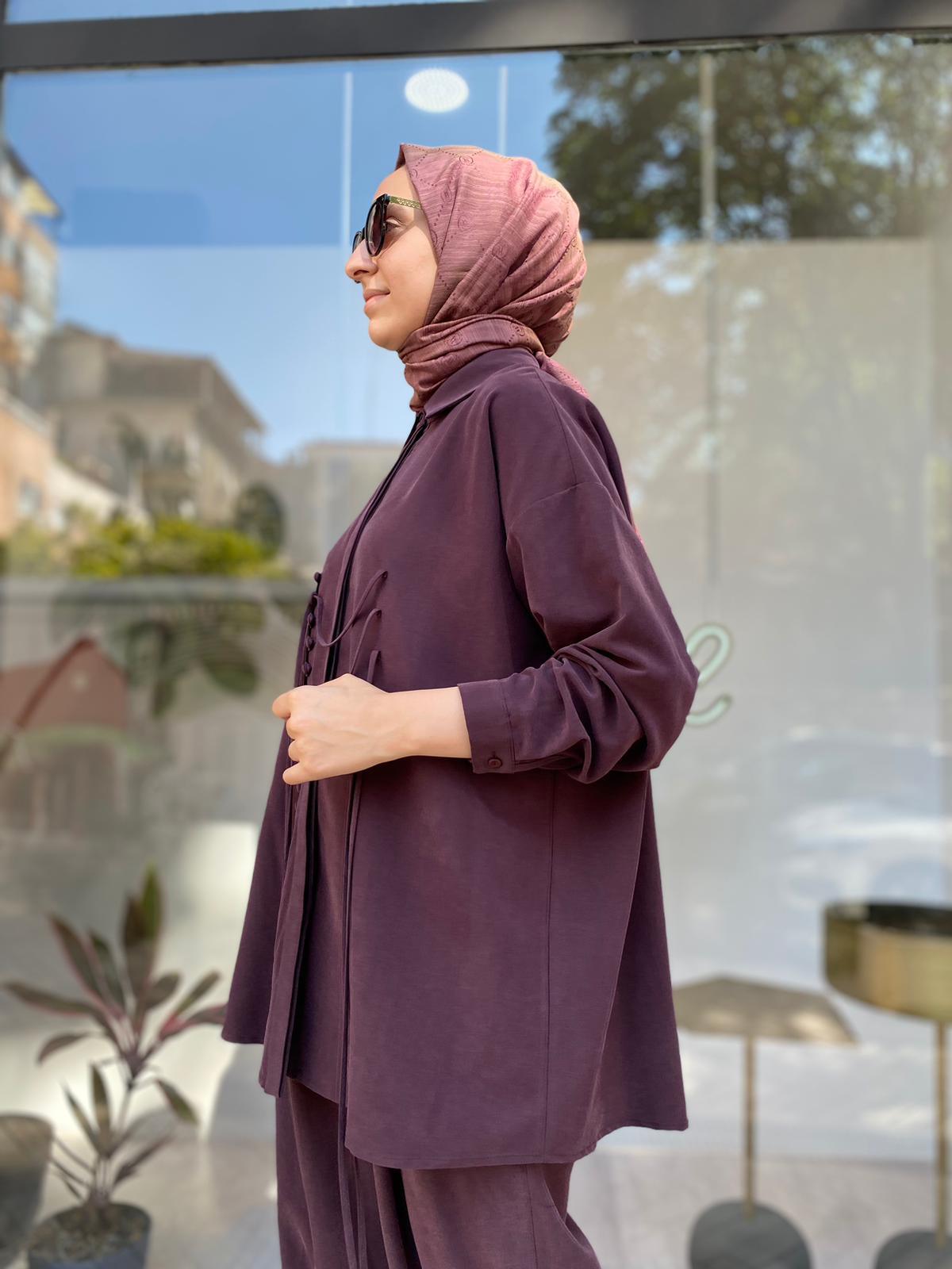 QOOQ Brit Gömlek Mürdüm 24FW202