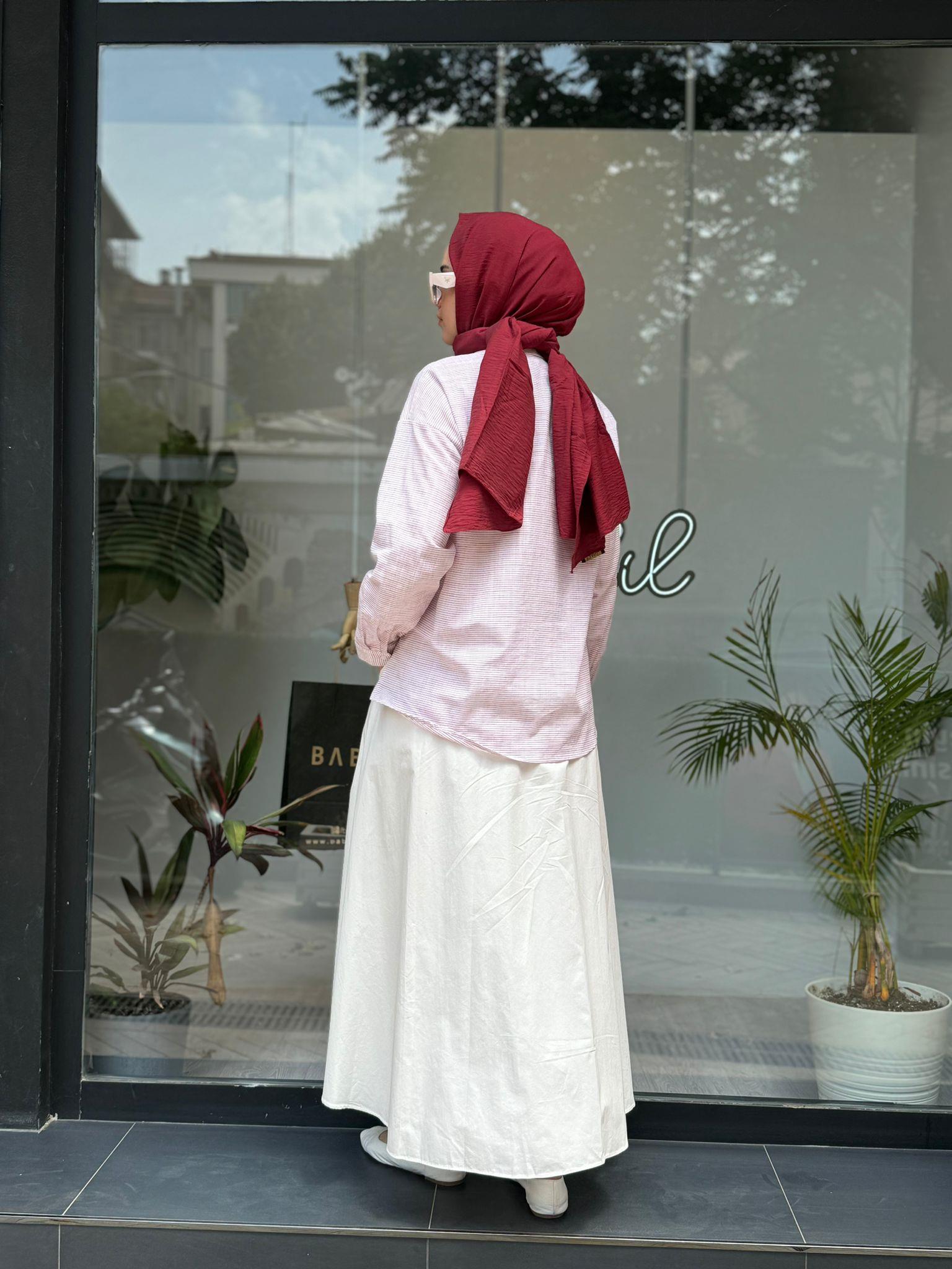 QOOQ Düğmeli Pile Etek Beyaz 24ss506