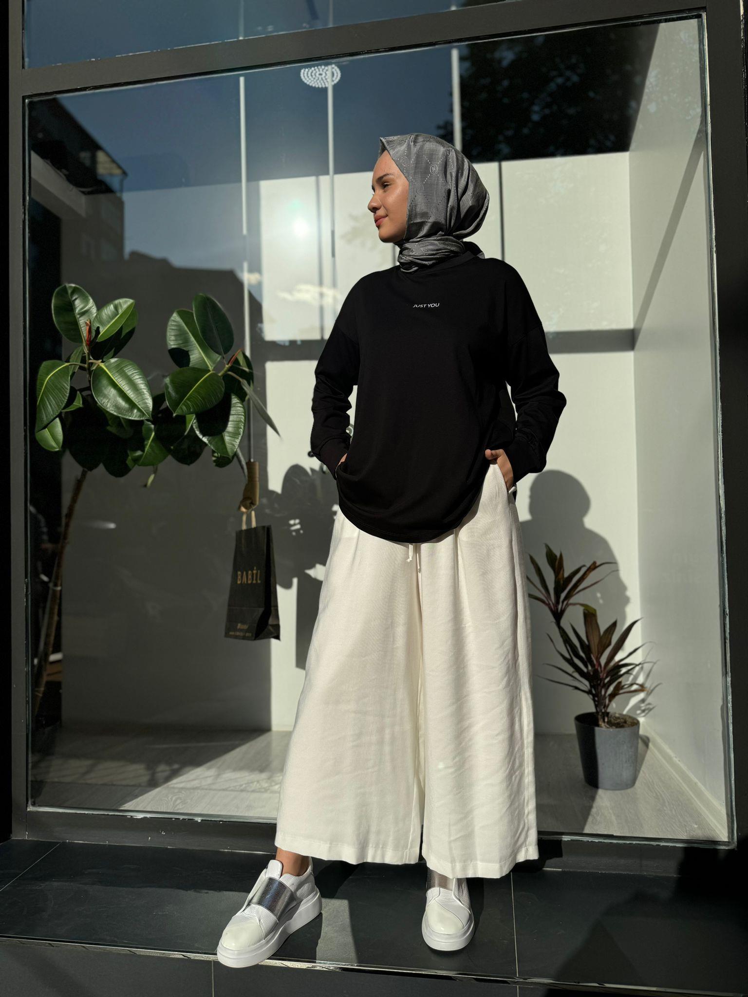 QOOQ Gloria Pantolon Astarlı Beyaz 24ss349