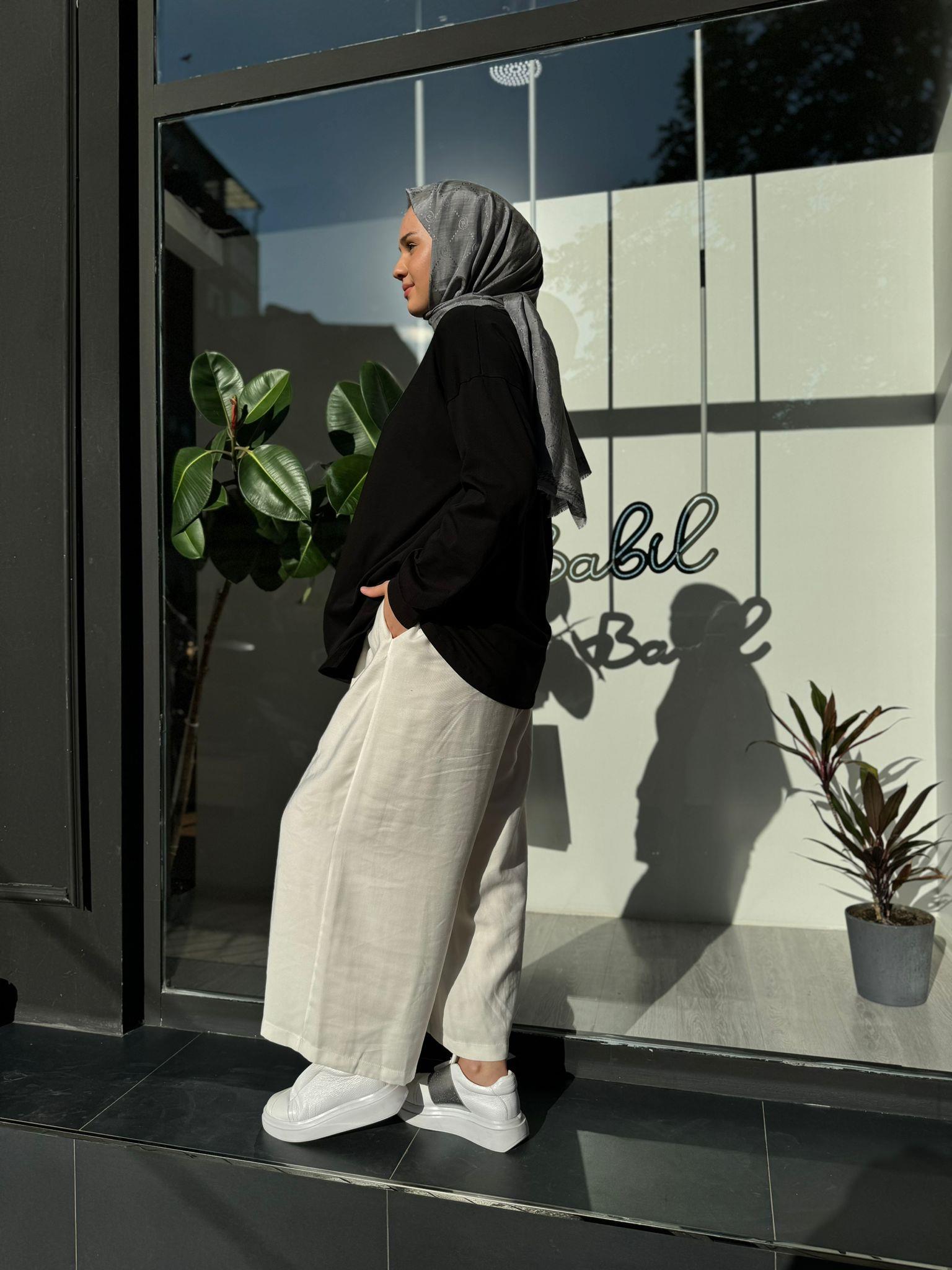 QOOQ Gloria Pantolon Astarlı Beyaz 24ss349