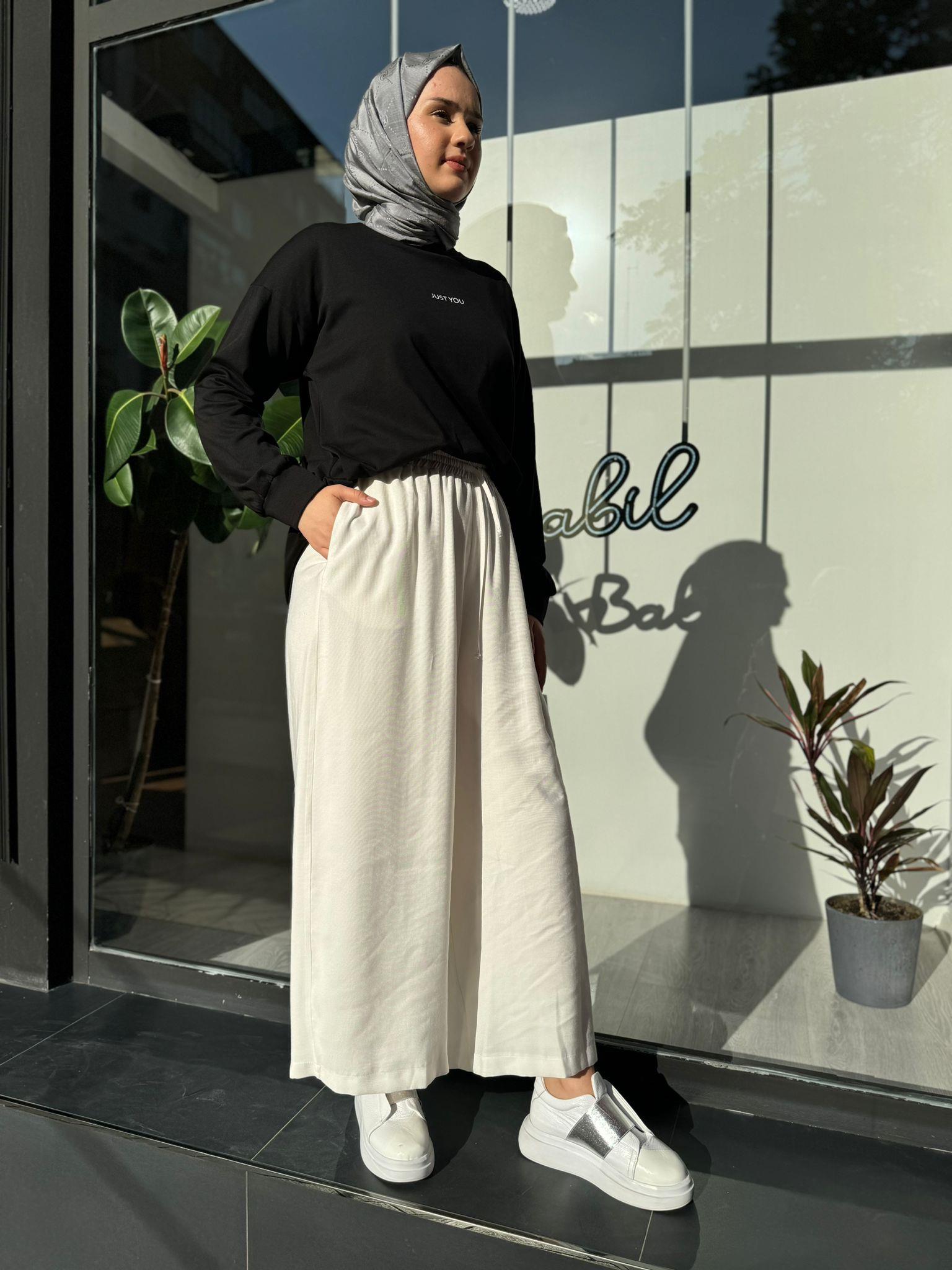 QOOQ Gloria Pantolon Astarlı Beyaz 24ss349