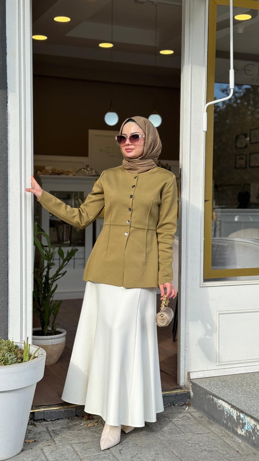 QOOQ Haki Triko Düğmeli Hırka 26fw631