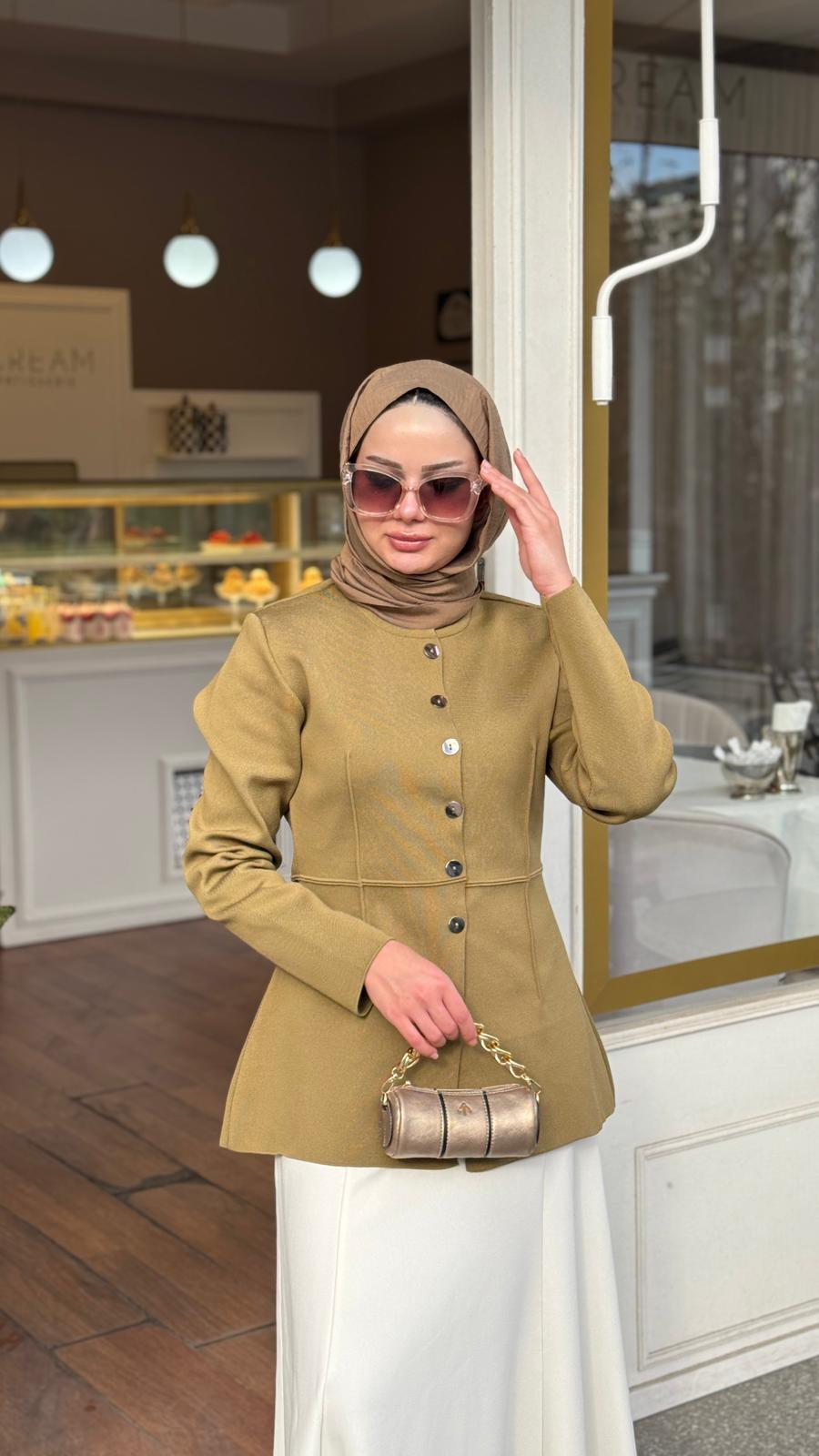 QOOQ Haki Triko Düğmeli Hırka 26fw631