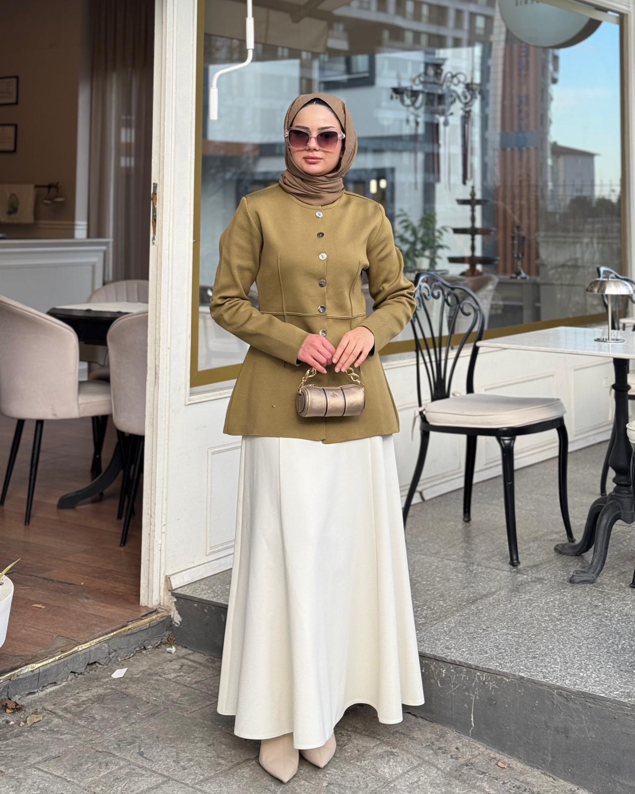 QOOQ Haki Triko Düğmeli Hırka 26fw631