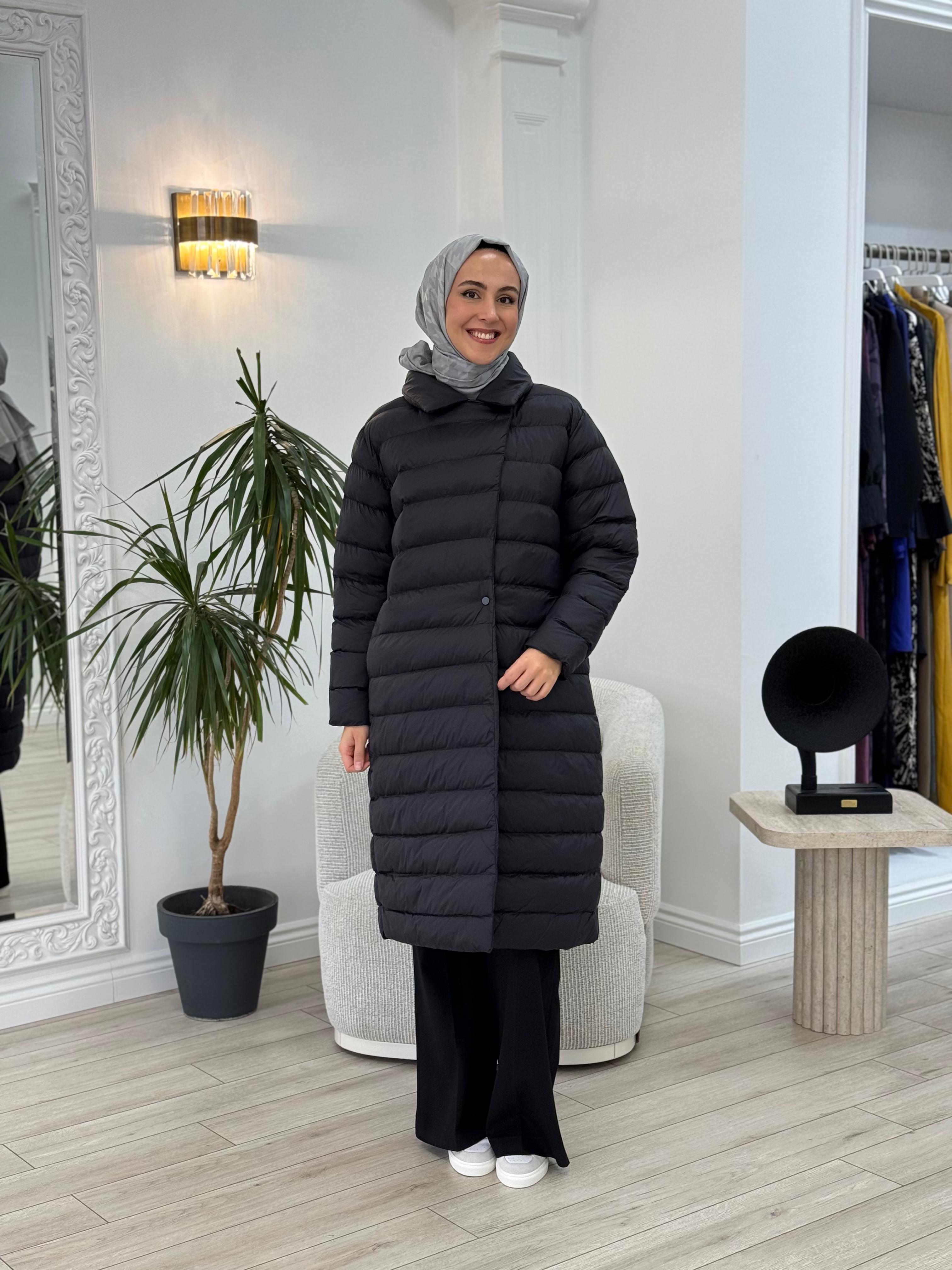 QOOQ Kruvaze Yaka Şişme Mont Bordo 24fw643