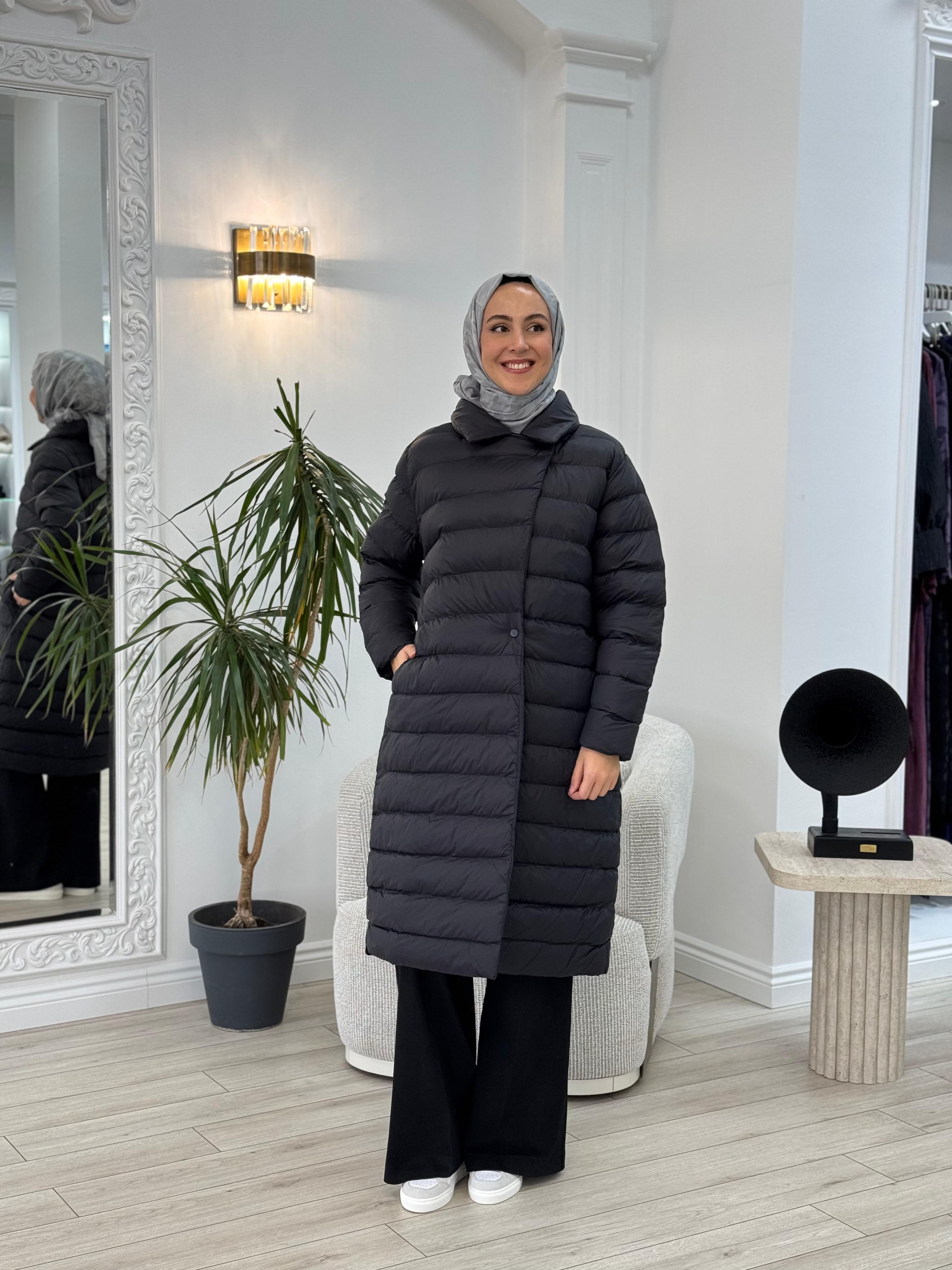 QOOQ Kruvaze Yaka Şişme Mont Bordo 24fw643