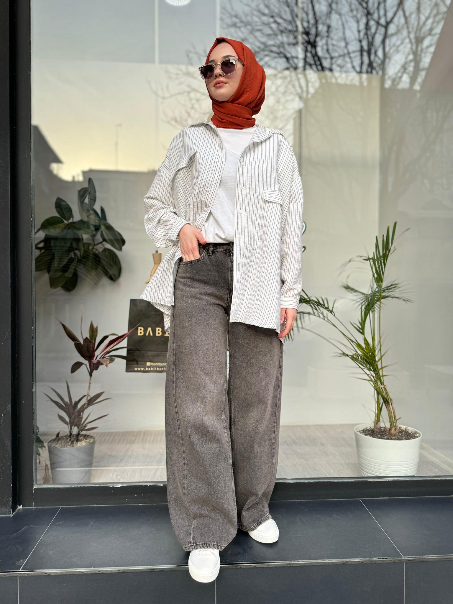 QOOQ Luvya Gömlek Çizgili 24ss212
