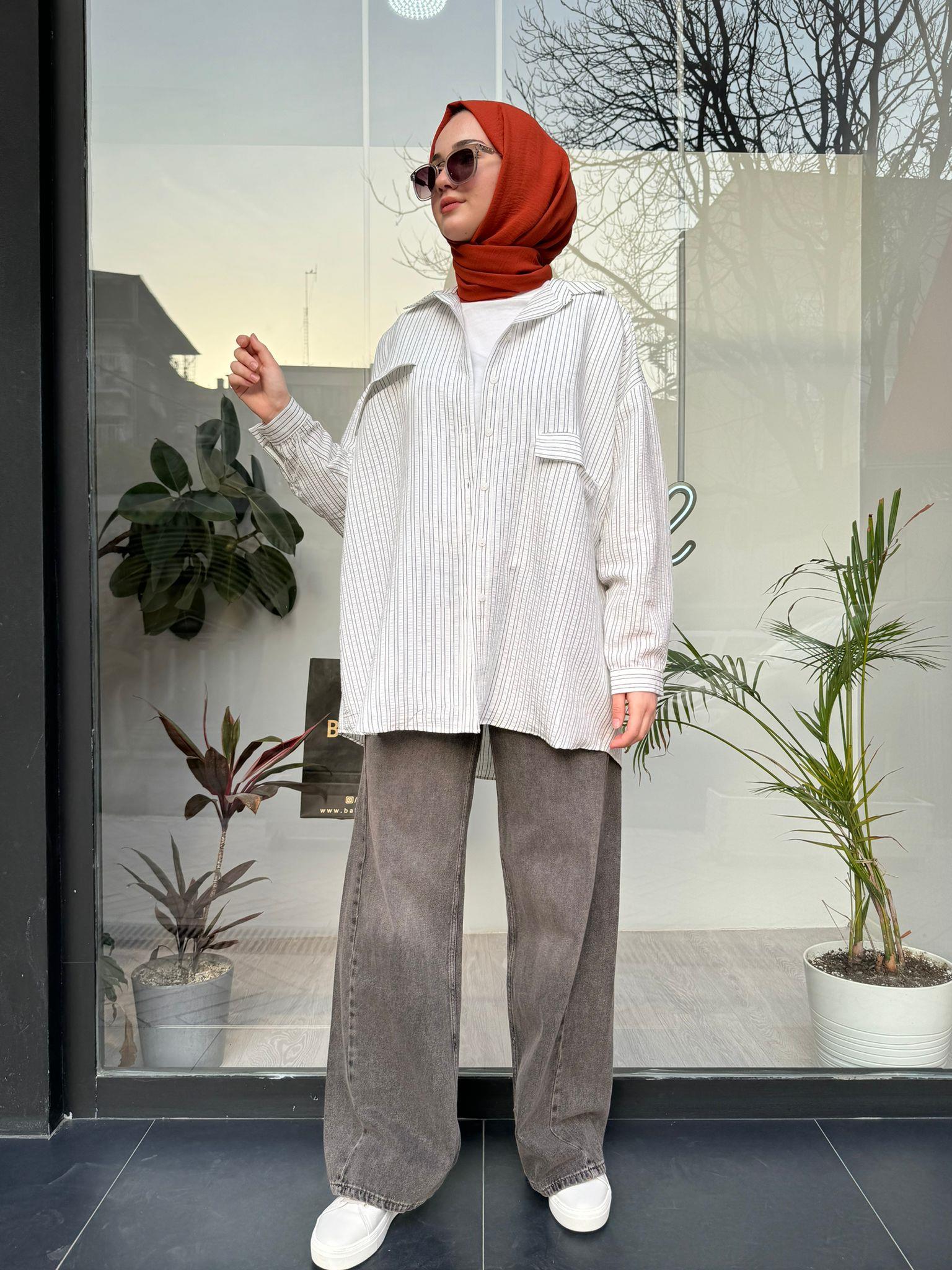 QOOQ Luvya Gömlek Çizgili 24ss212