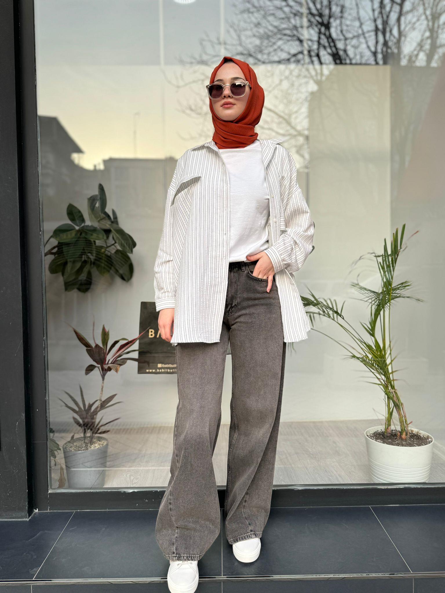 QOOQ Luvya Gömlek Çizgili 24ss212