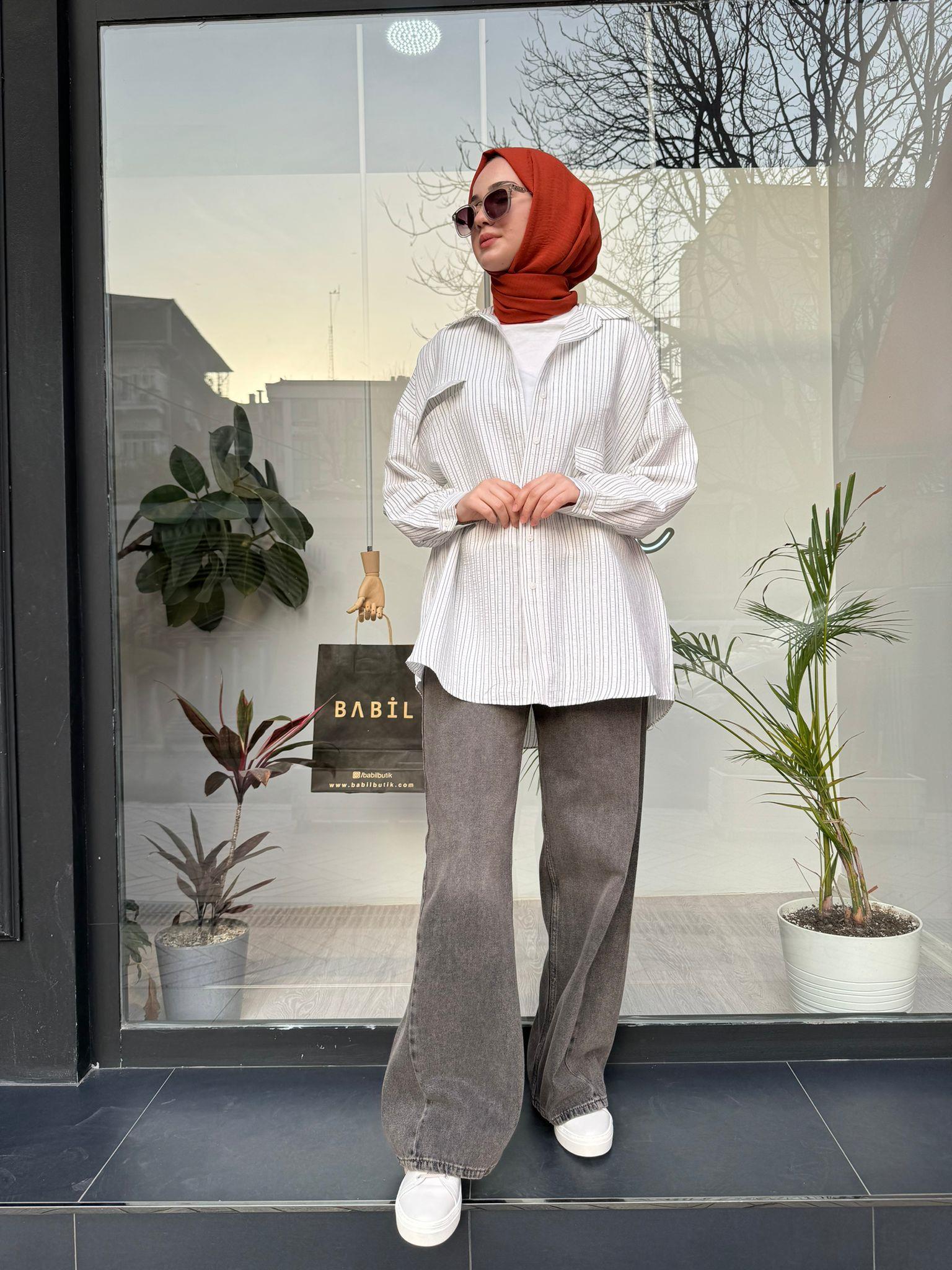 QOOQ Luvya Gömlek Çizgili 24ss212