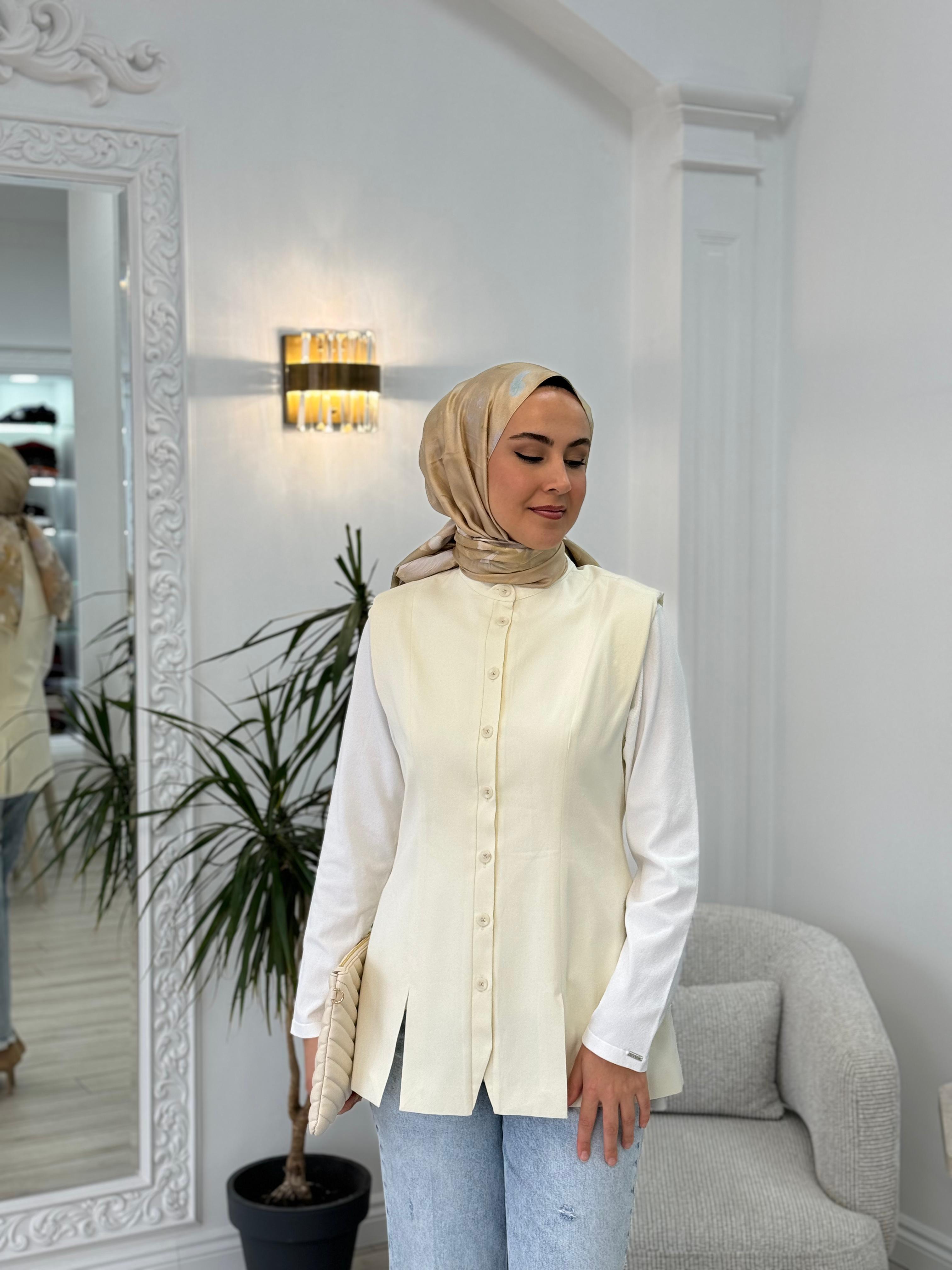 QOOQ Magne Yelek Ekru 25fw624