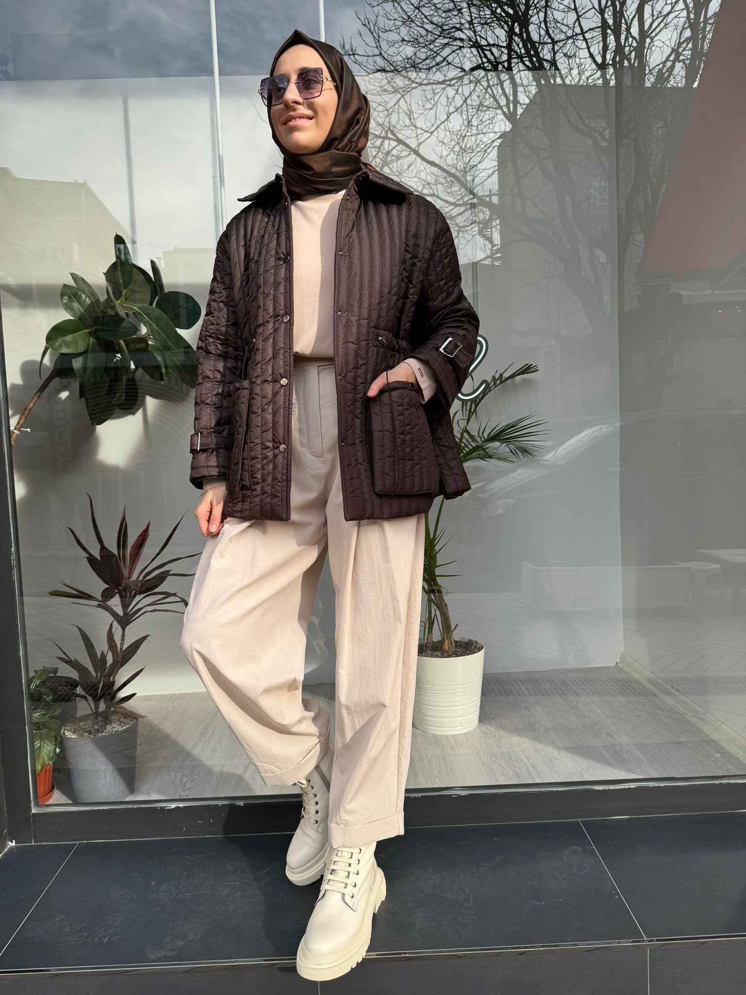 QOOQ Maski Pantolon Bej 24fw303