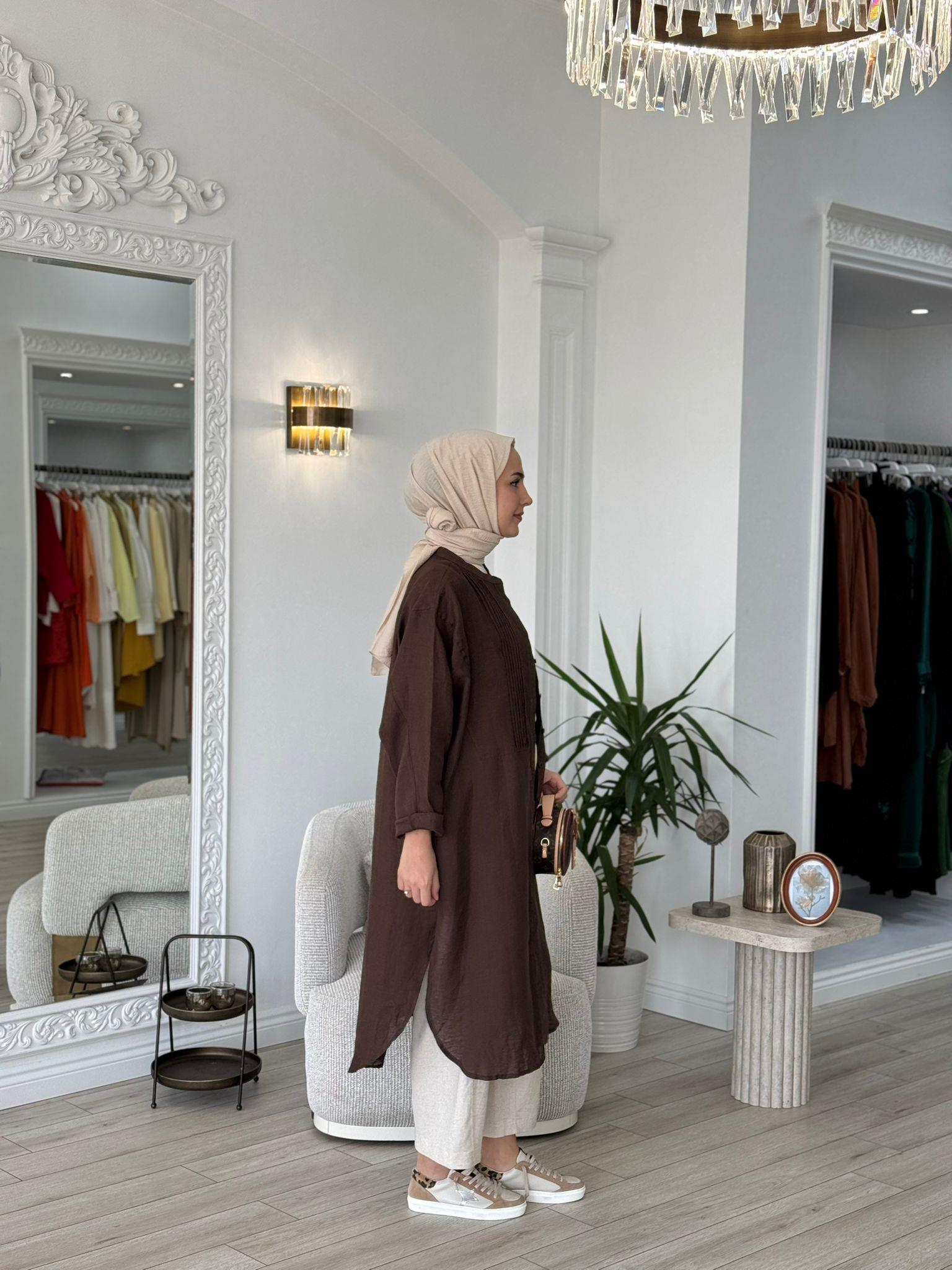 QOOQ Min Gömlek Kahverengi 25ss230