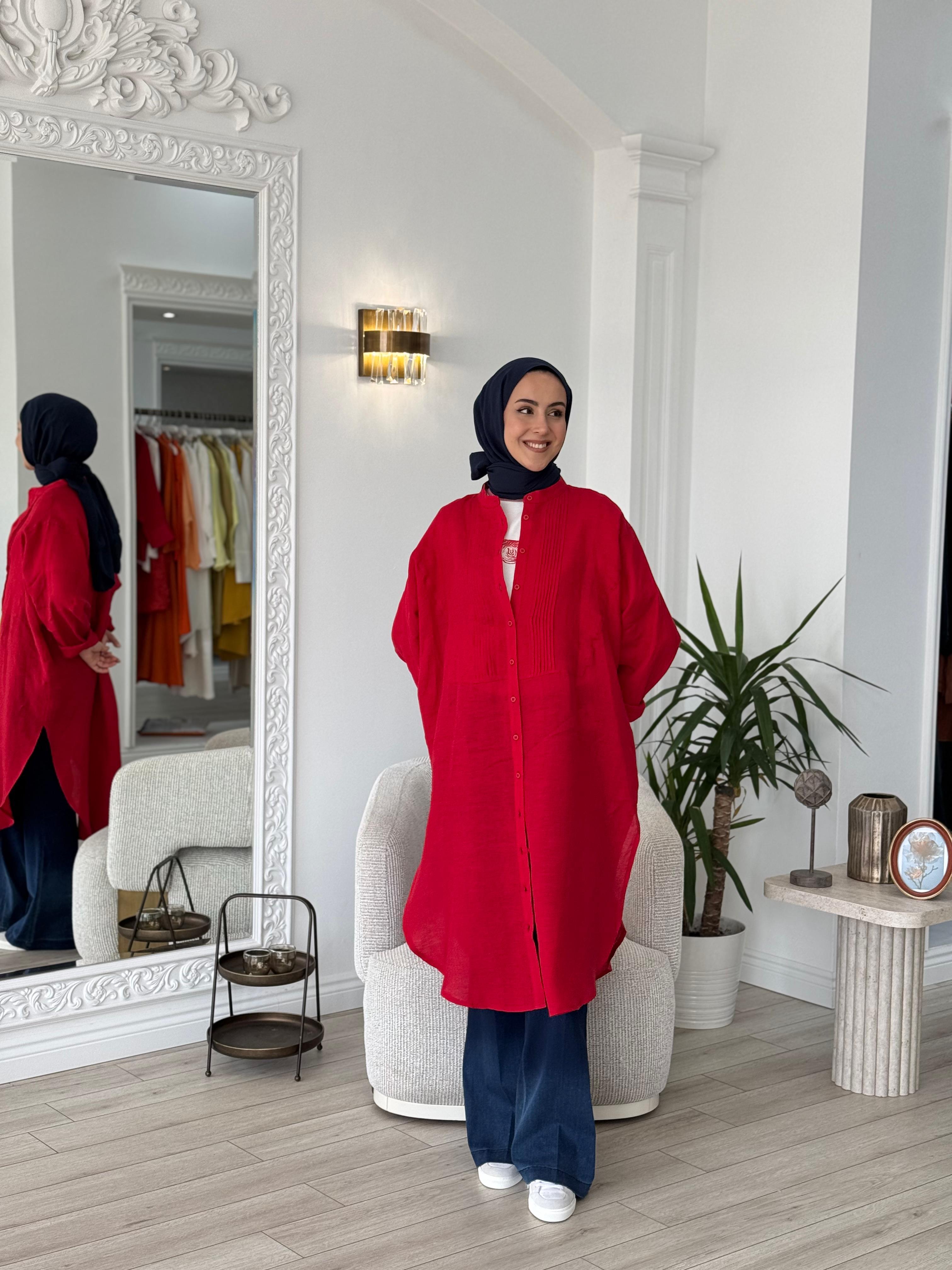QOOQ Min Gömlek Kırmızı 25ss230