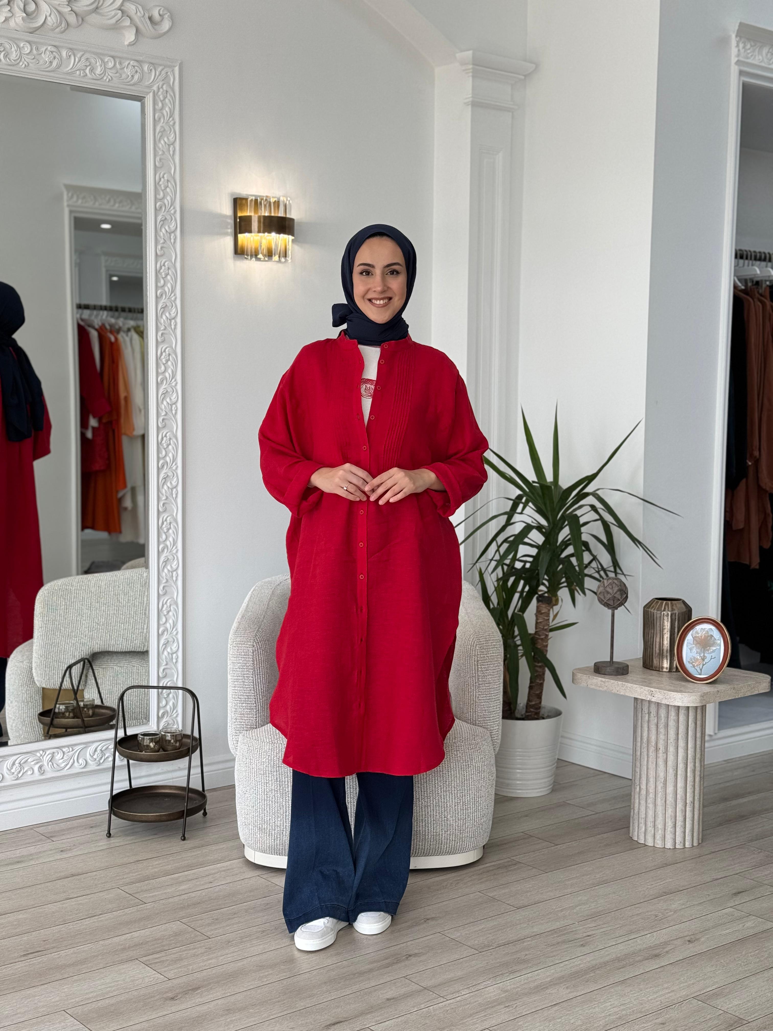 QOOQ Min Gömlek Kırmızı 25ss230