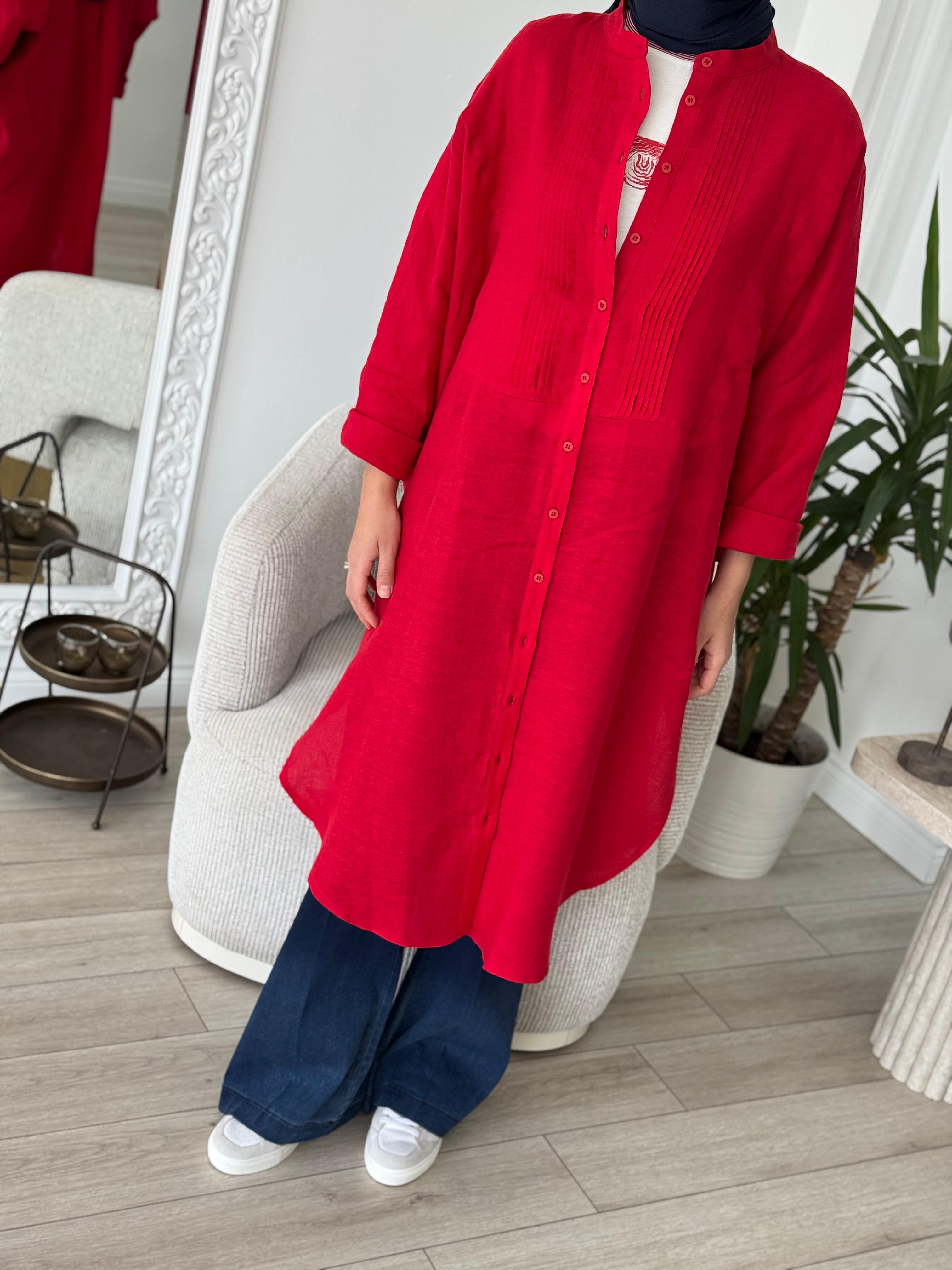 QOOQ Min Gömlek Kırmızı 25ss230