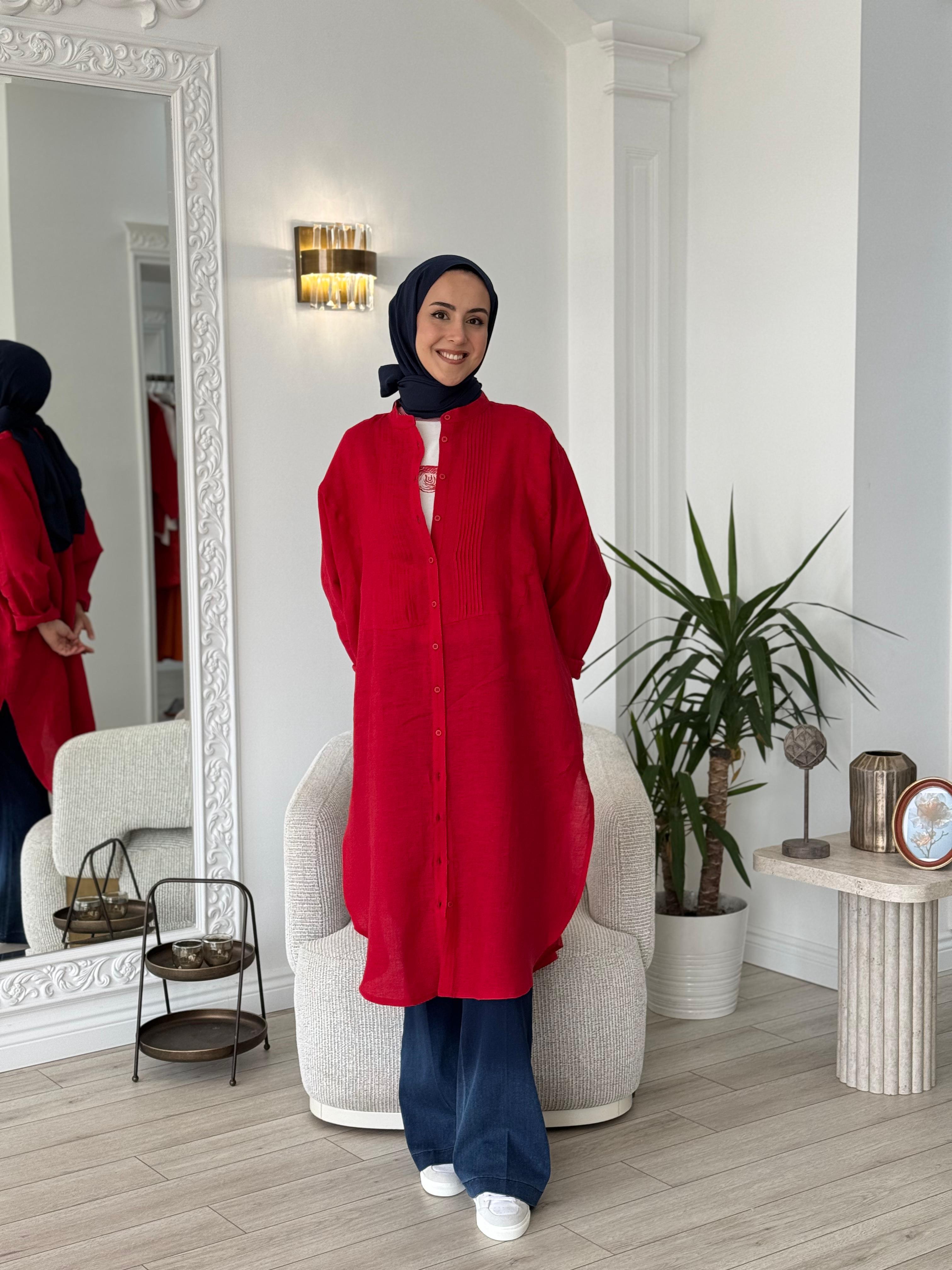 QOOQ Min Gömlek Kırmızı 25ss230