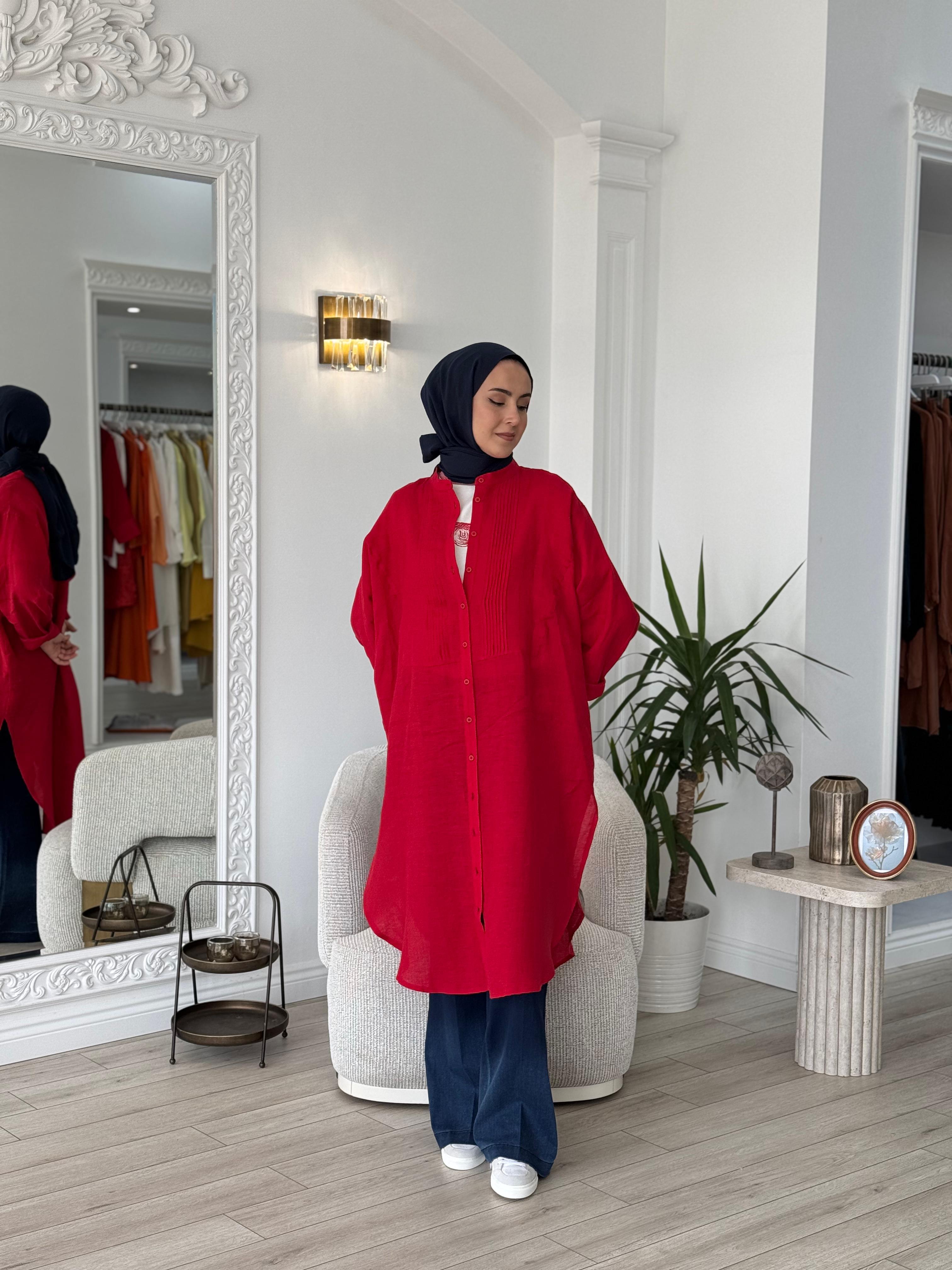 QOOQ Min Gömlek Kırmızı 25ss230