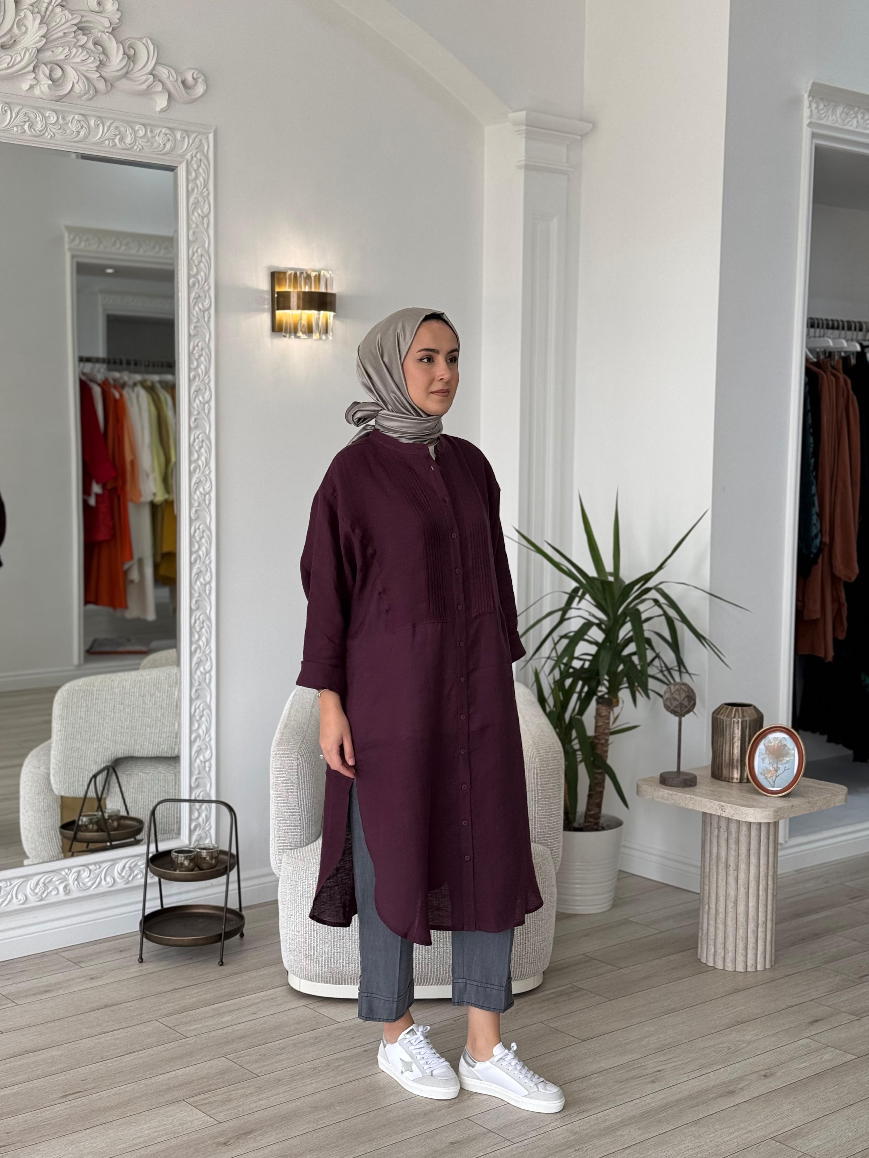 QOOQ Min Gömlek Mürdüm 25ss230