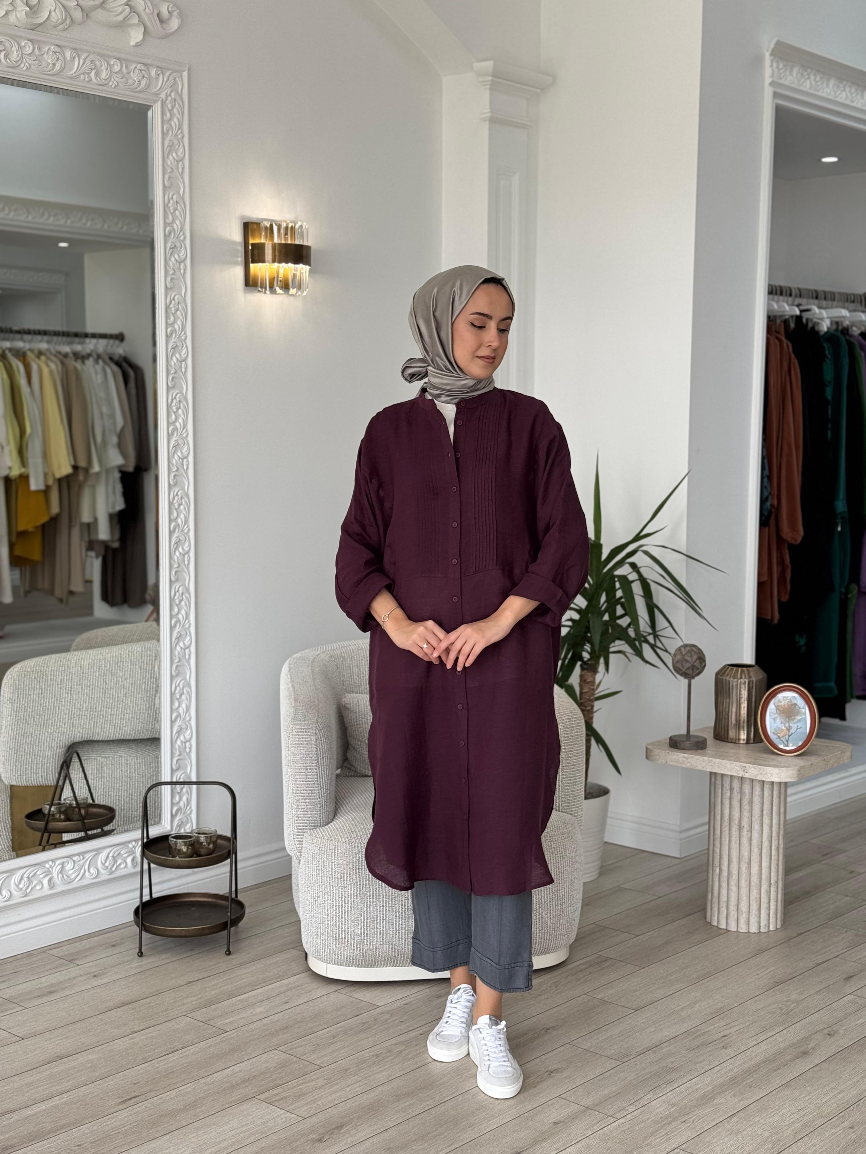QOOQ Min Gömlek Mürdüm 25ss230