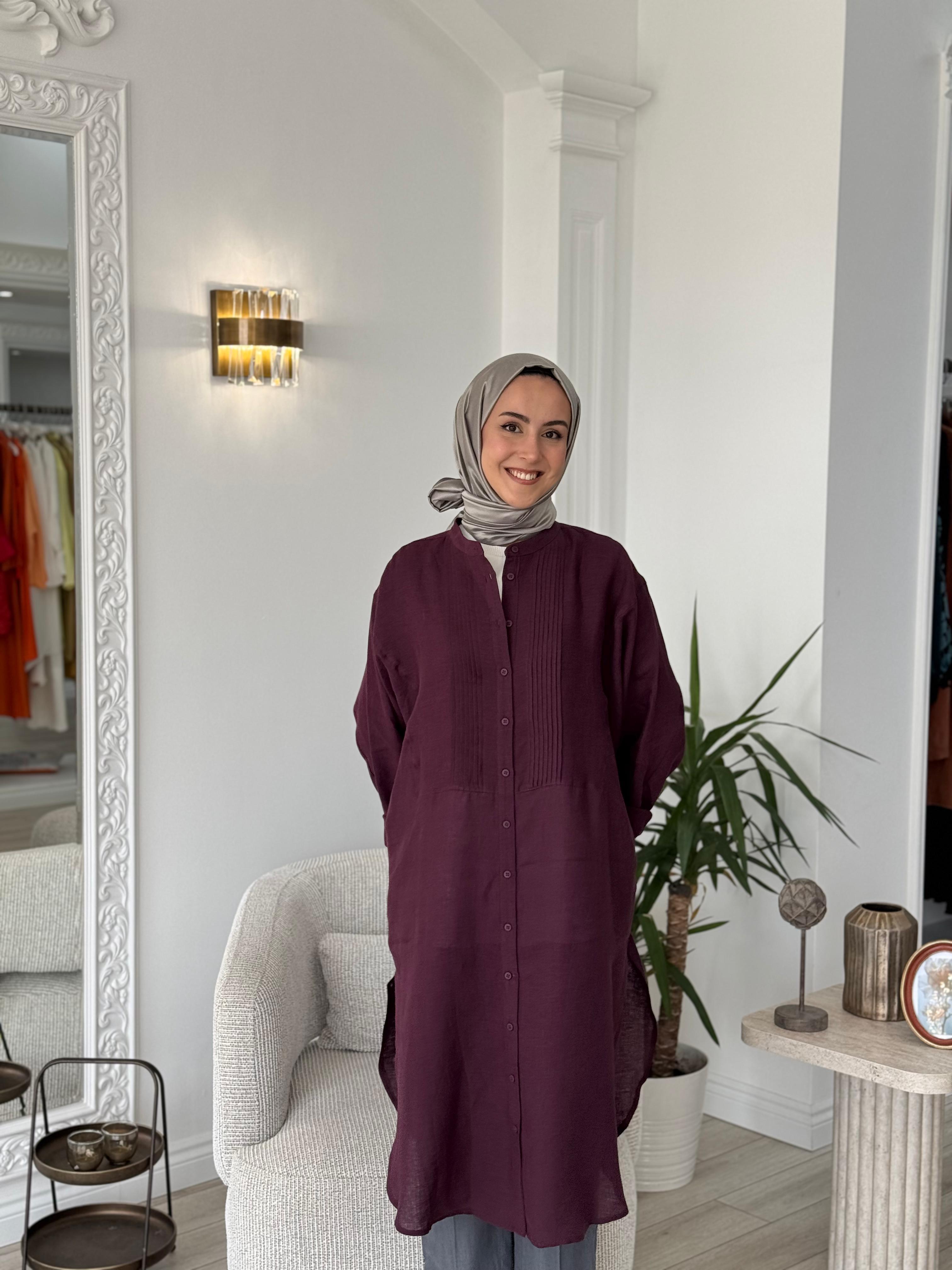 QOOQ Min Gömlek Mürdüm 25ss230