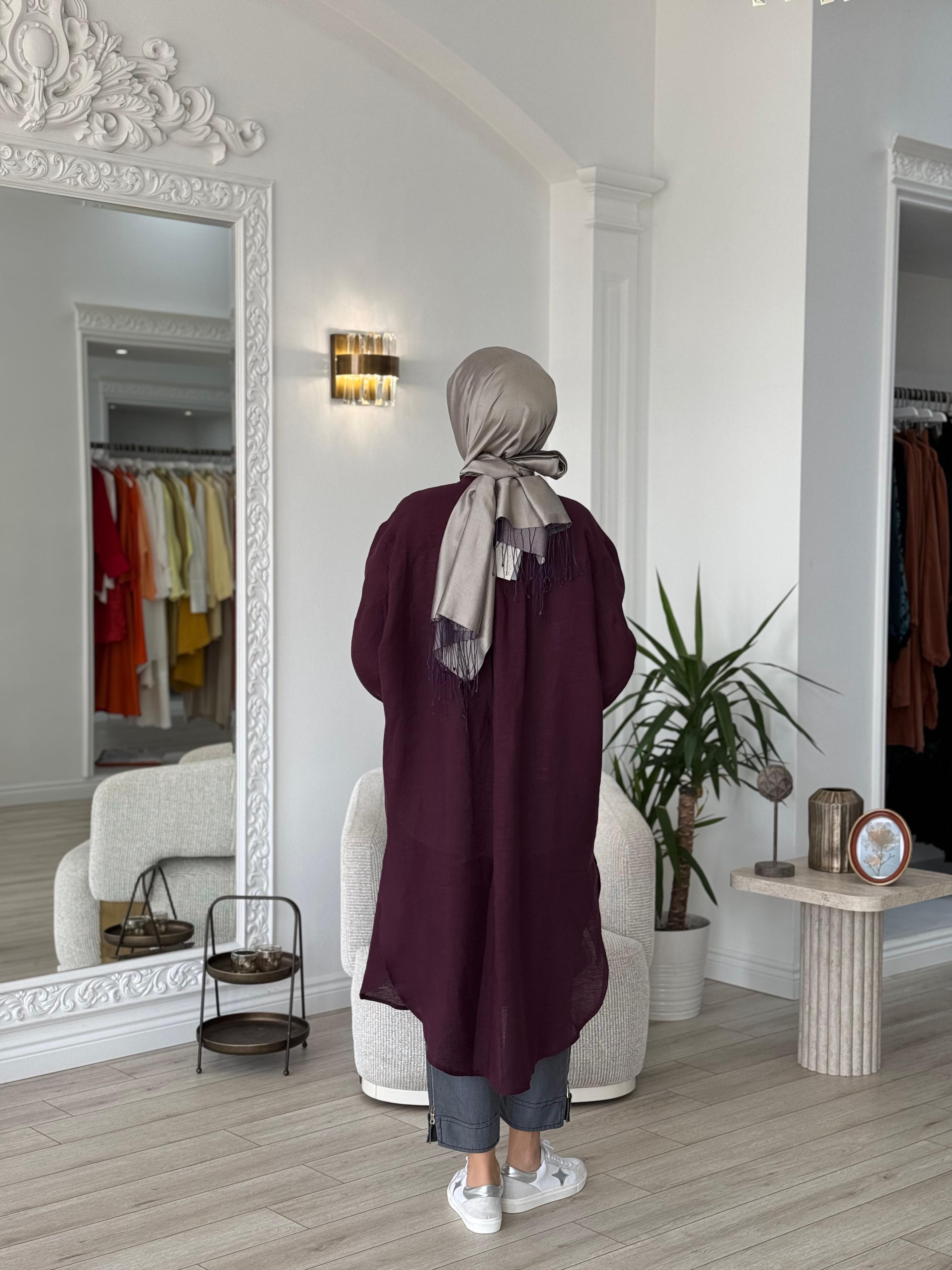 QOOQ Min Gömlek Mürdüm 25ss230