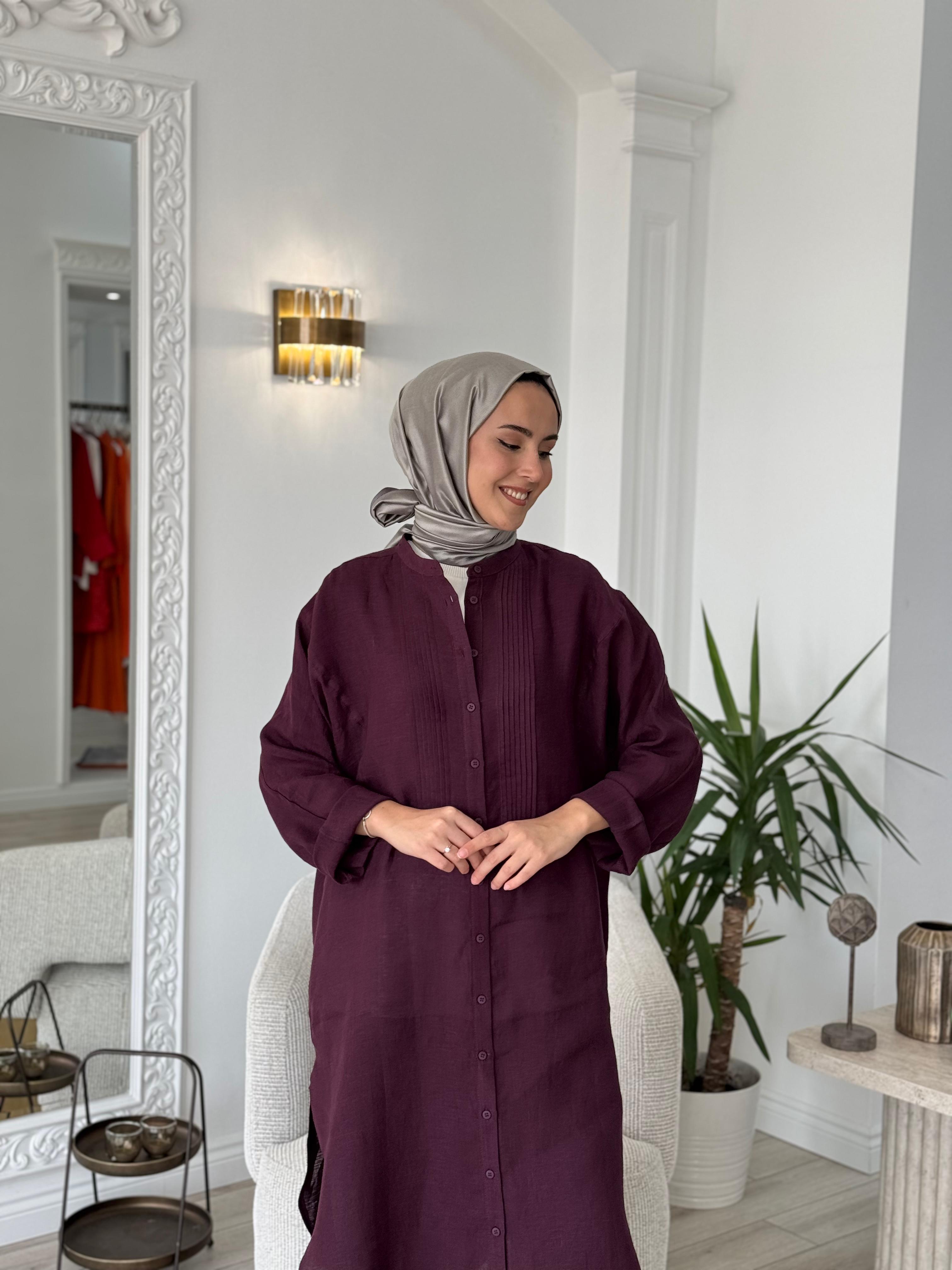 QOOQ Min Gömlek Mürdüm 25ss230