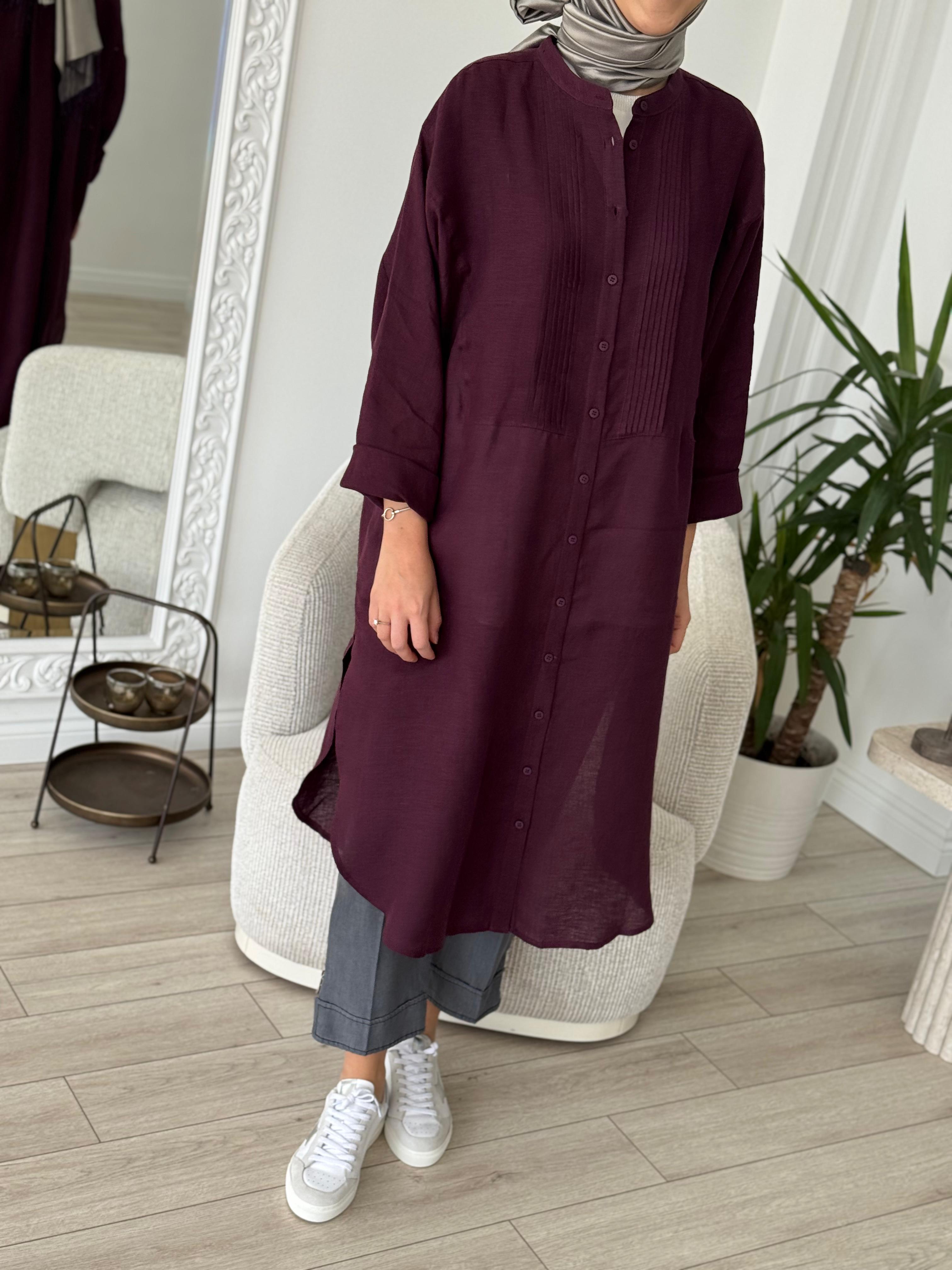 QOOQ Min Gömlek Mürdüm 25ss230