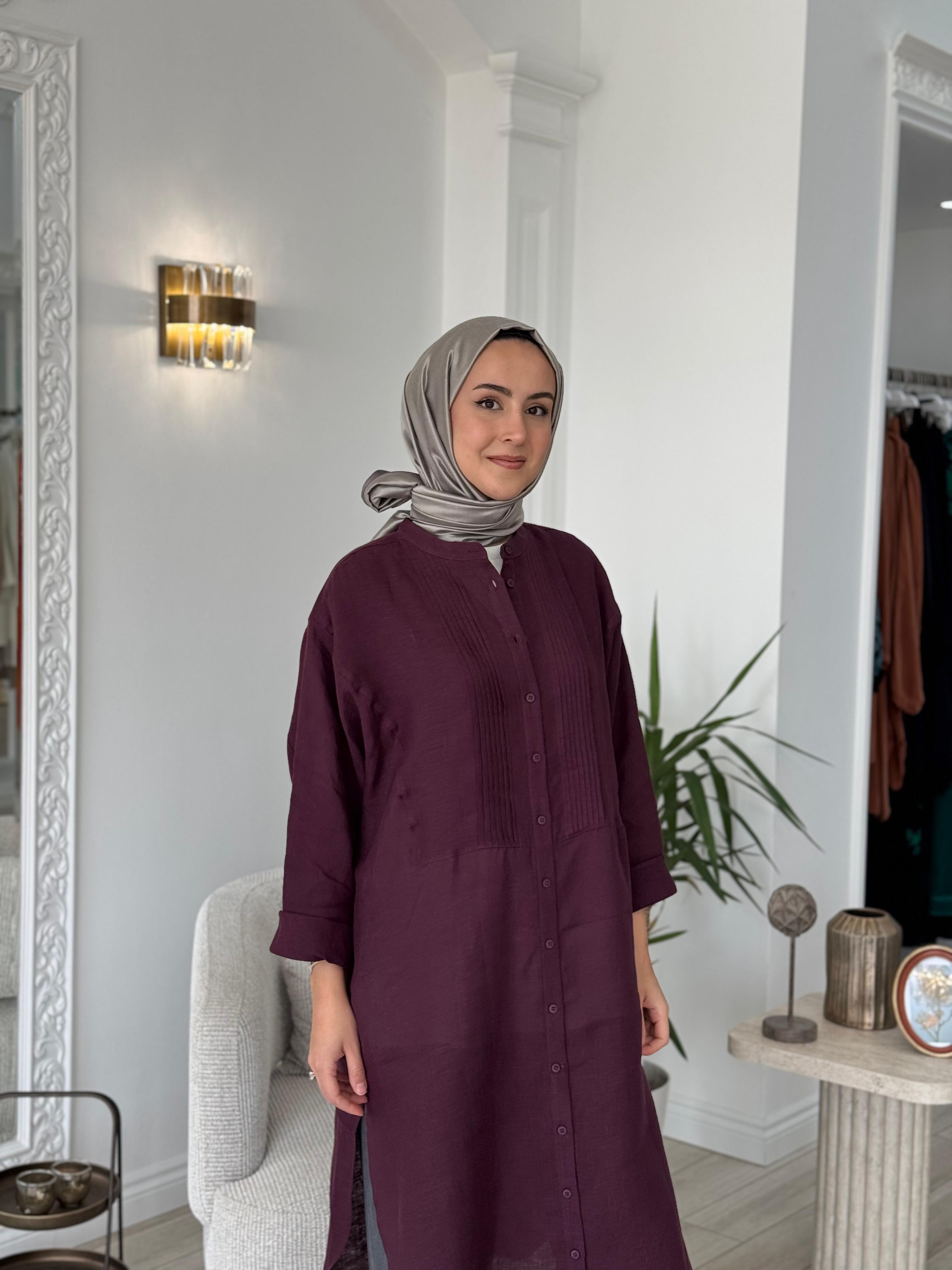 QOOQ Min Gömlek Mürdüm 25ss230