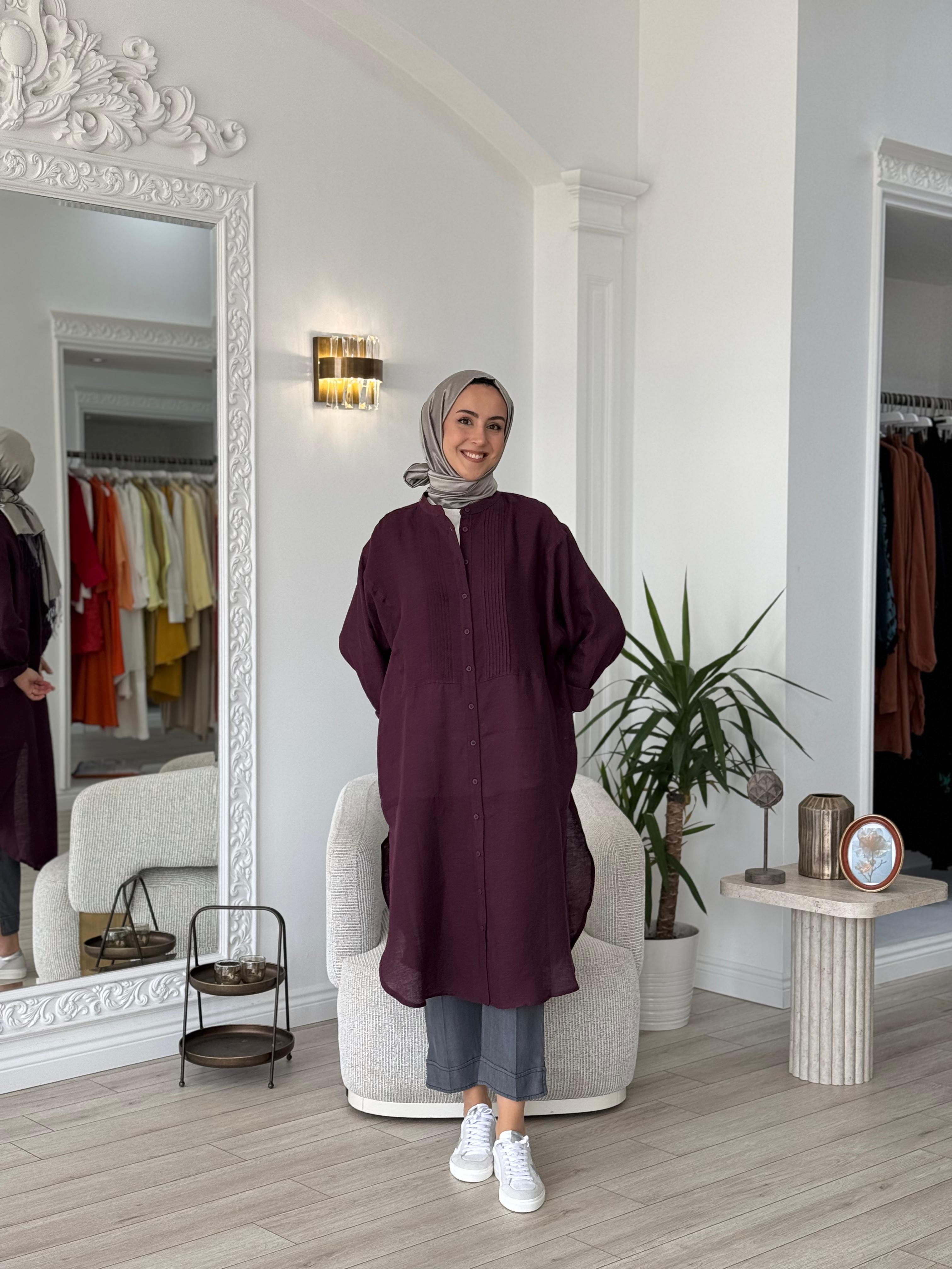 QOOQ Min Gömlek Mürdüm 25ss230