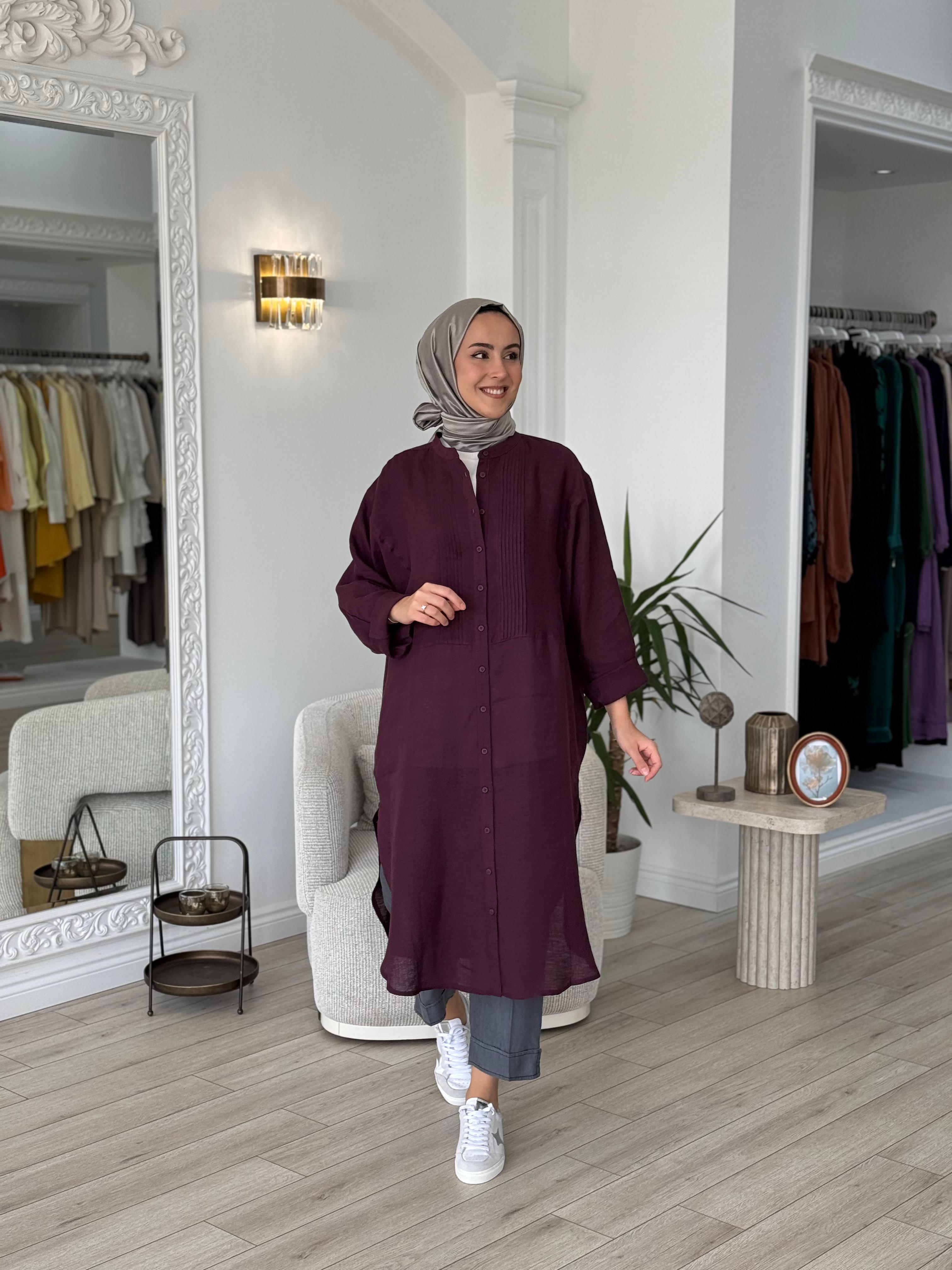 QOOQ Min Gömlek Mürdüm 25ss230
