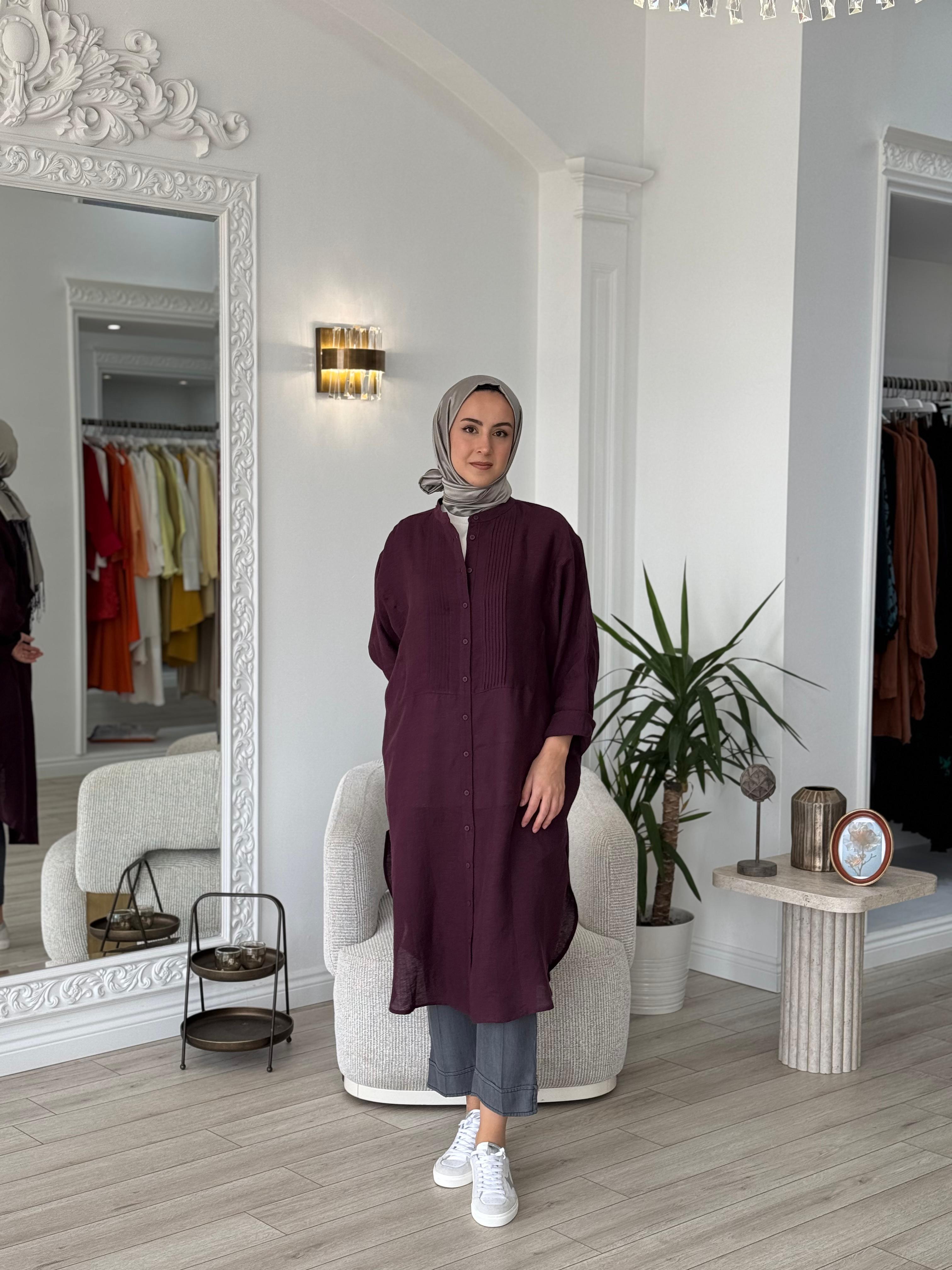 QOOQ Min Gömlek Mürdüm 25ss230