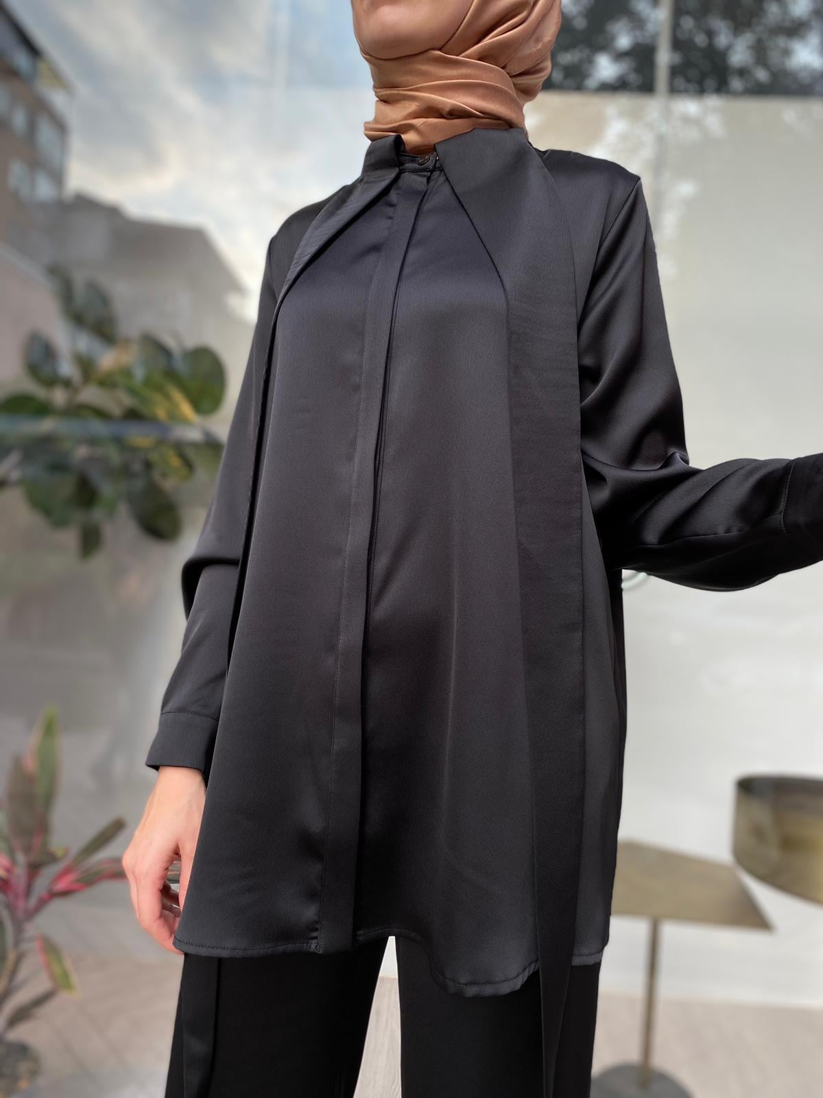QOOQ Neck Gömlek ve Pantolon Takım 24fw206