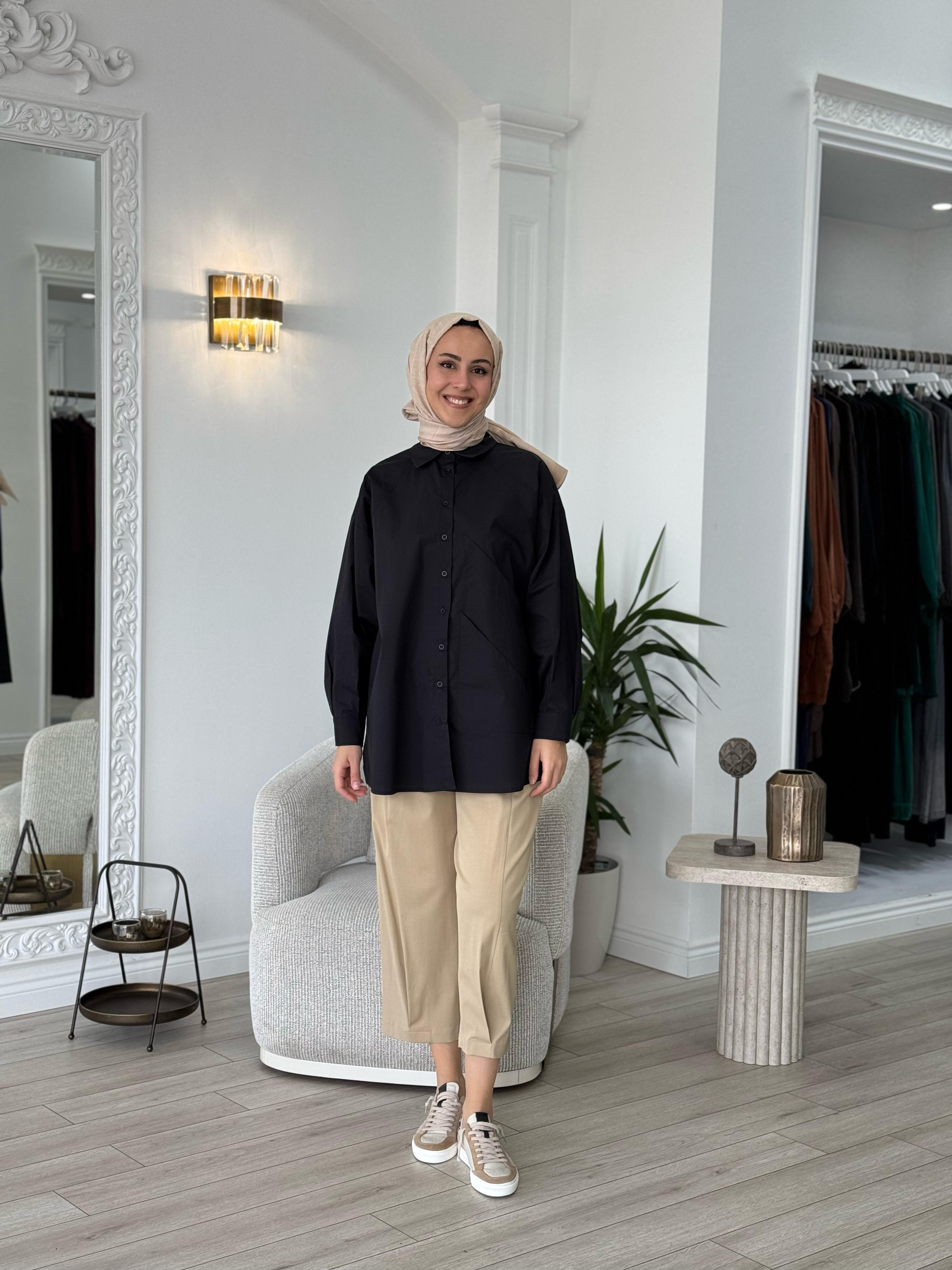 QOOQ Pop Gömlek Siyah 25ss204