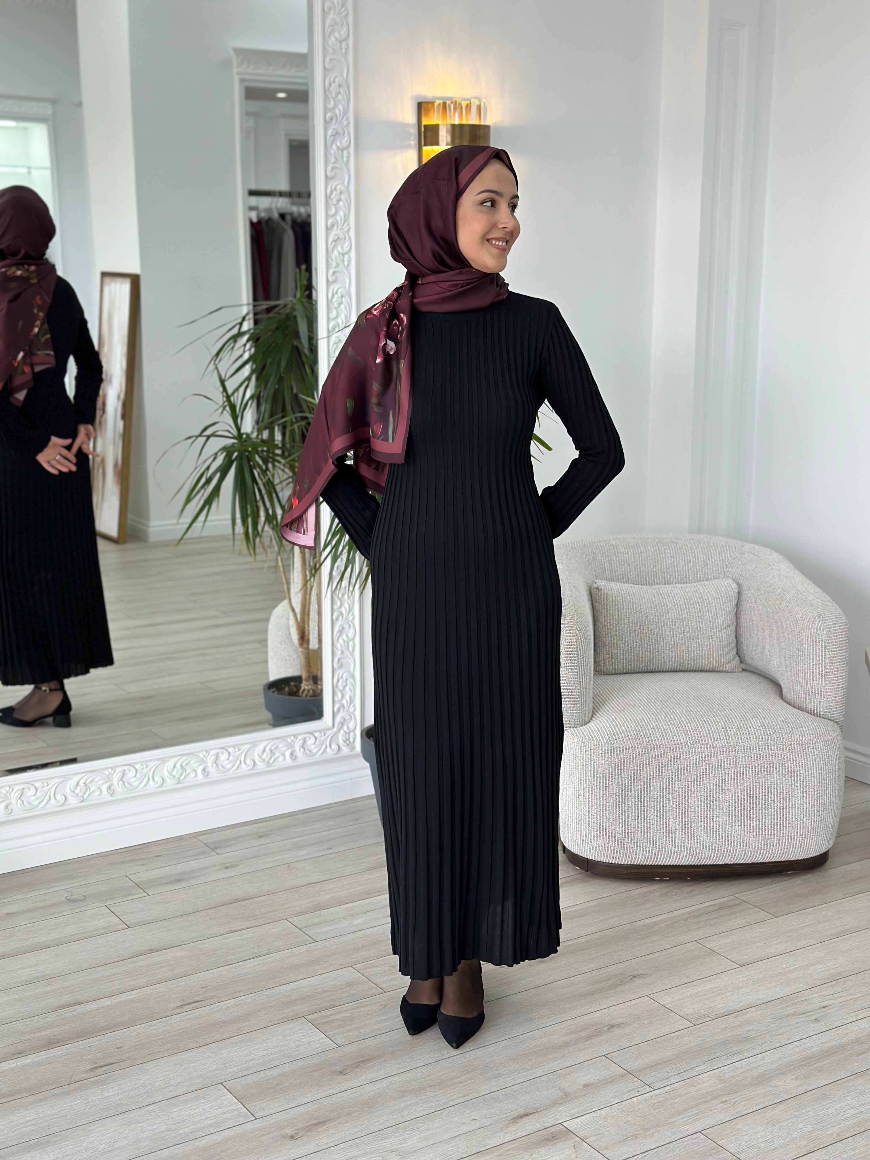 QOOQ Ray Triko Siyah Elbise 25fw401