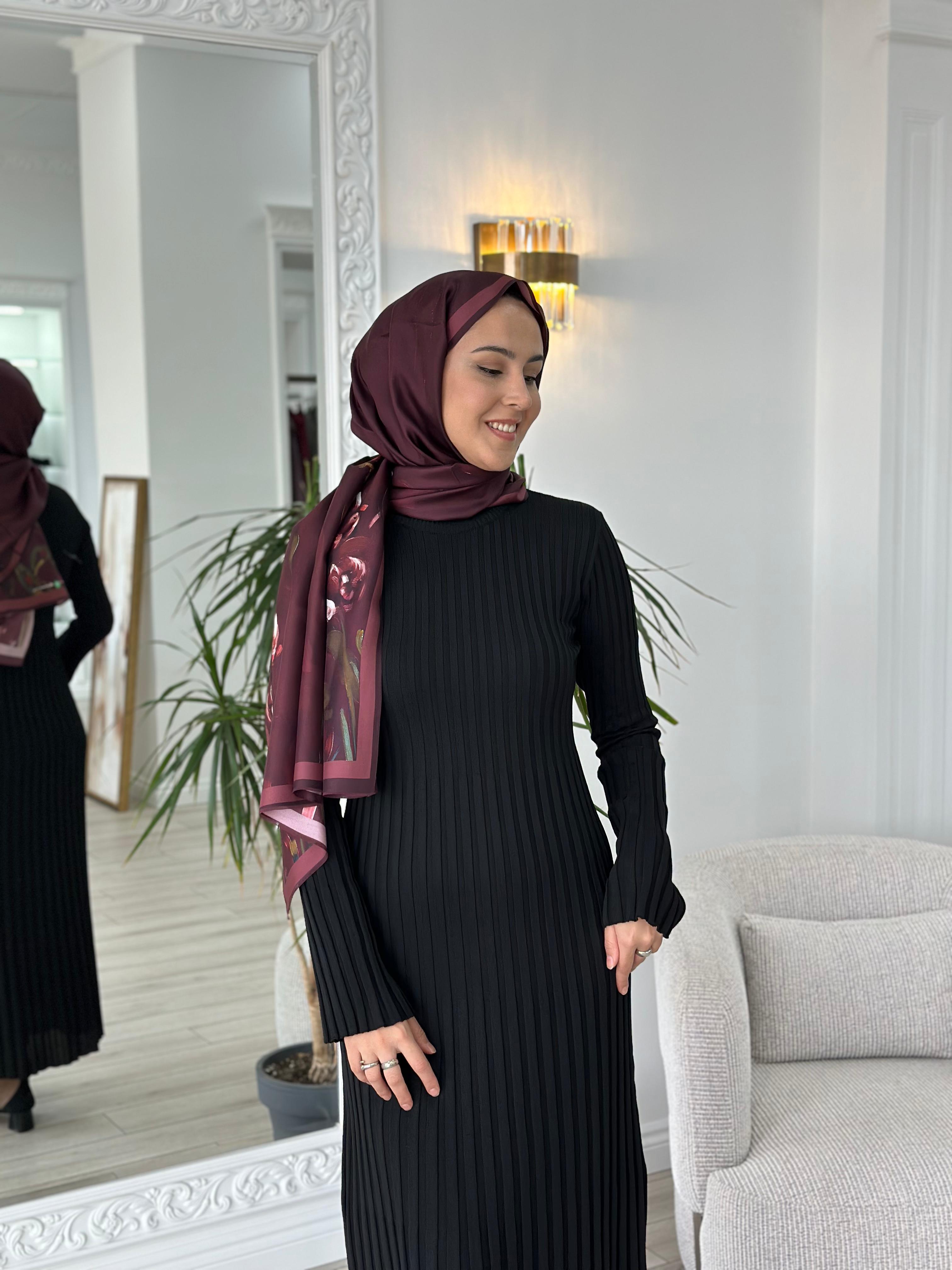 QOOQ Ray Triko Siyah Elbise 25fw401