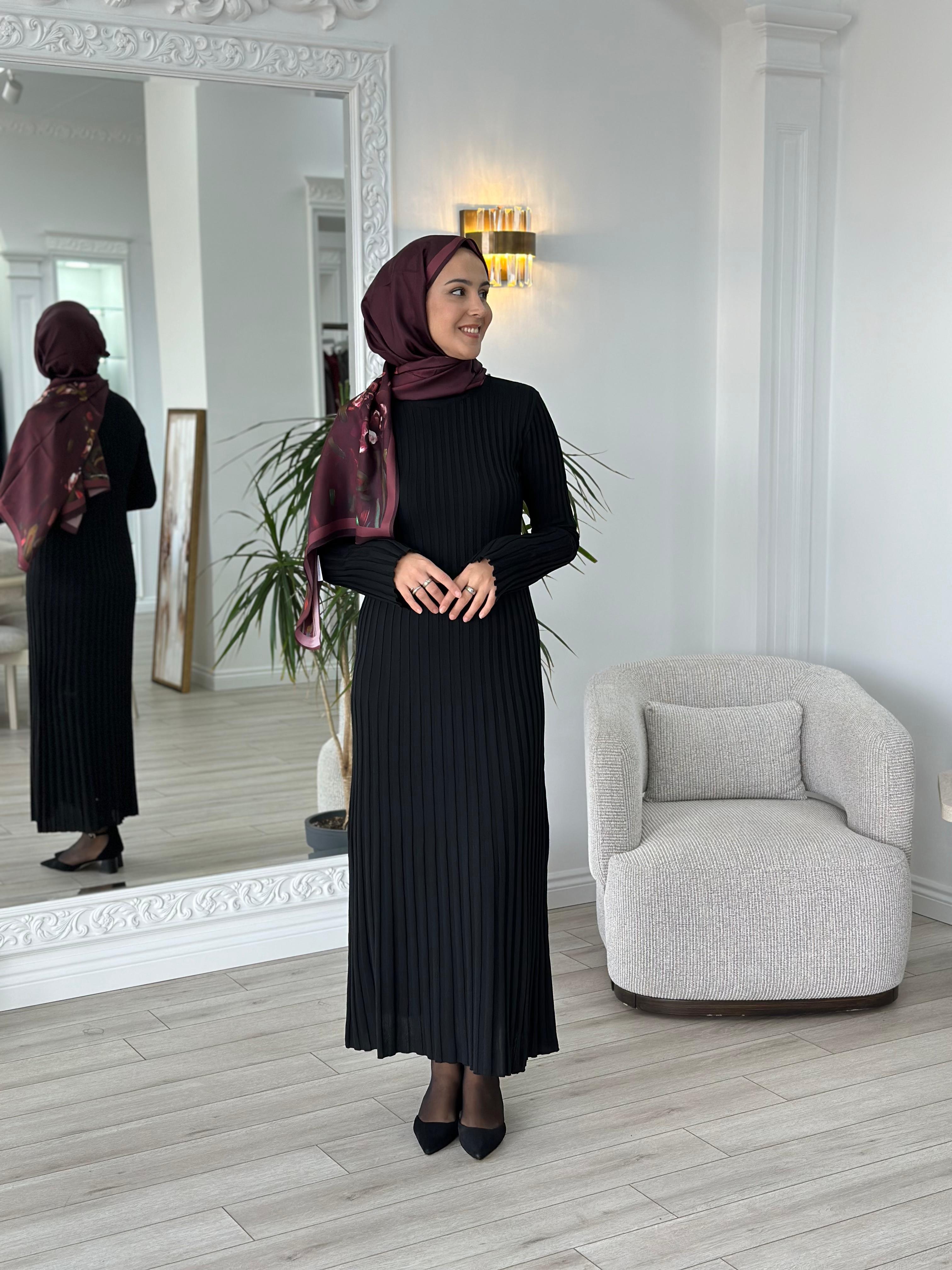 QOOQ Ray Triko Siyah Elbise 25fw401