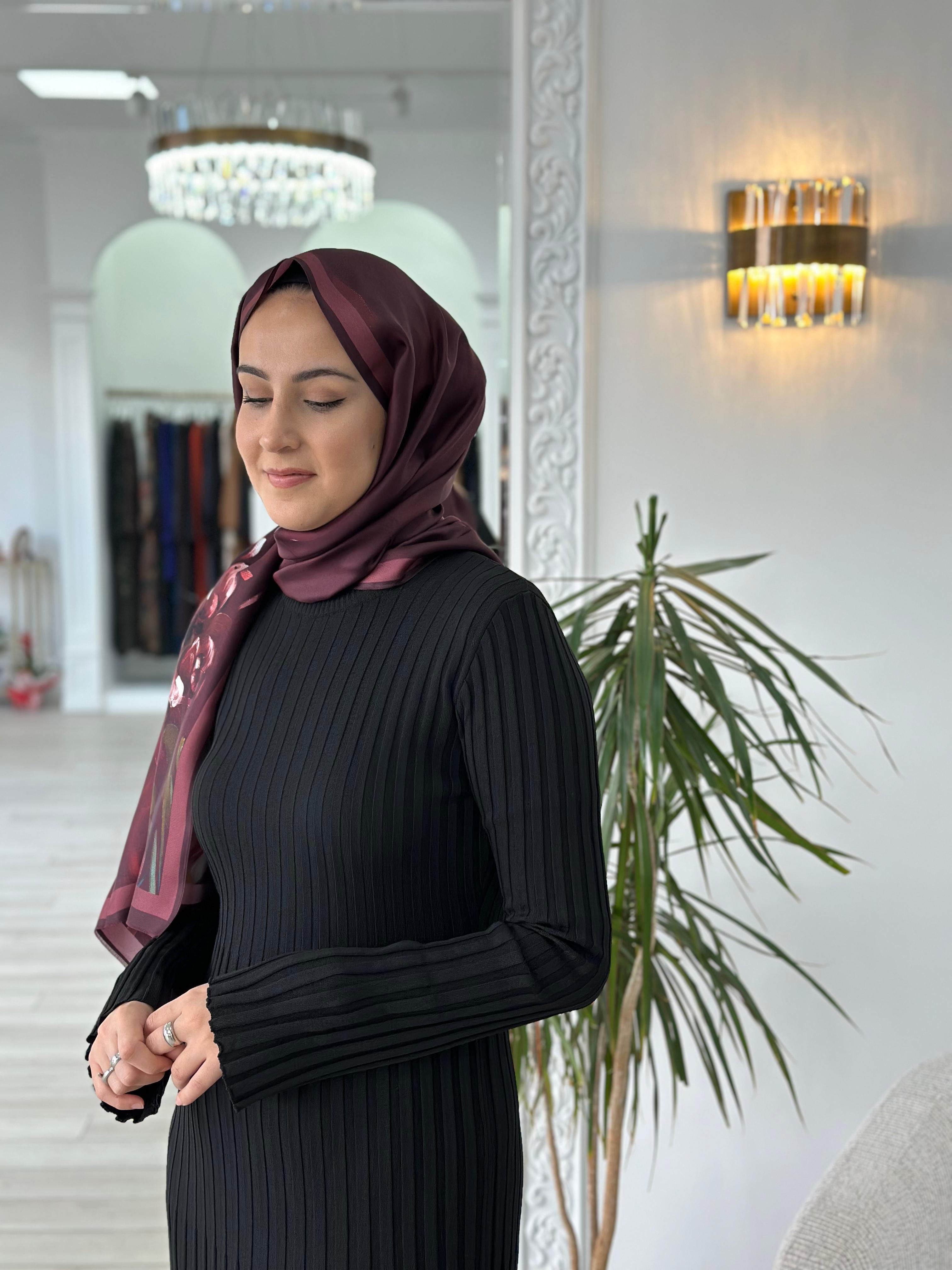 QOOQ Ray Triko Siyah Elbise 25fw401