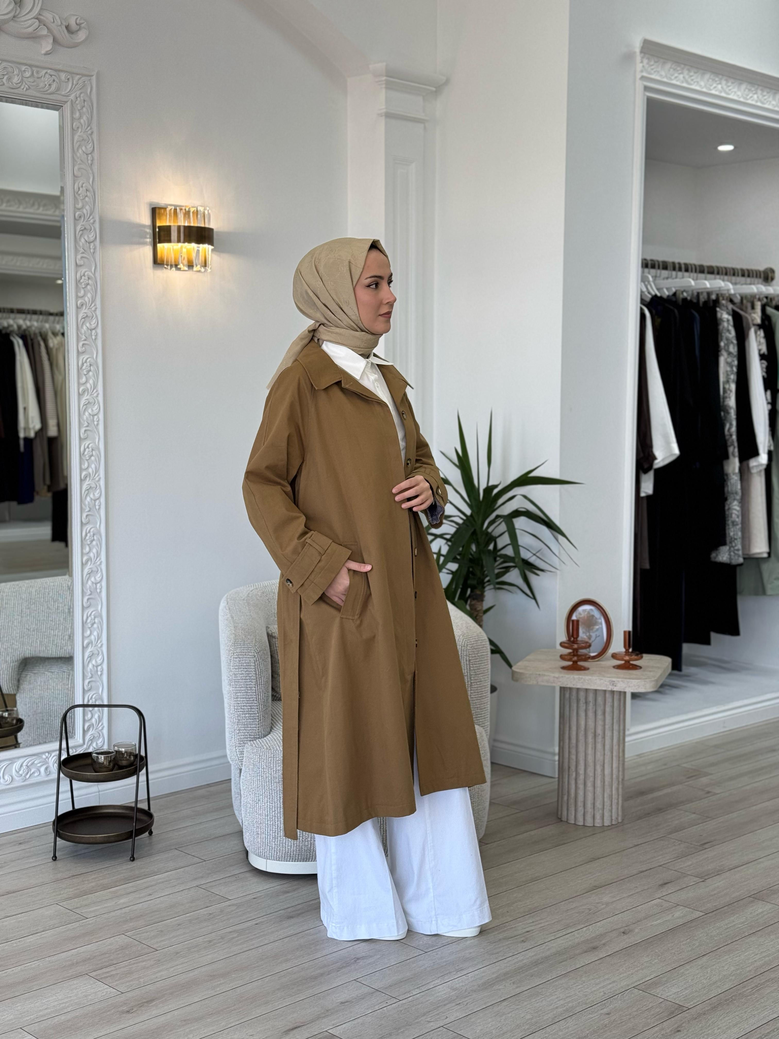 QOOQ Sam Trençkot Taba 24ss633