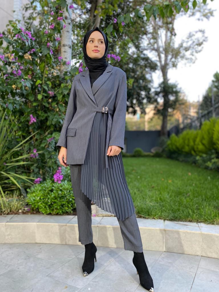 QOOQ Shell Ceket Gri 24fw600