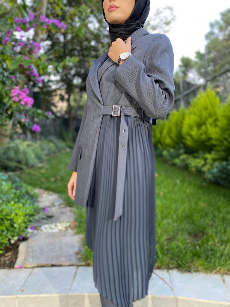 QOOQ Shell Ceket Gri 24fw600